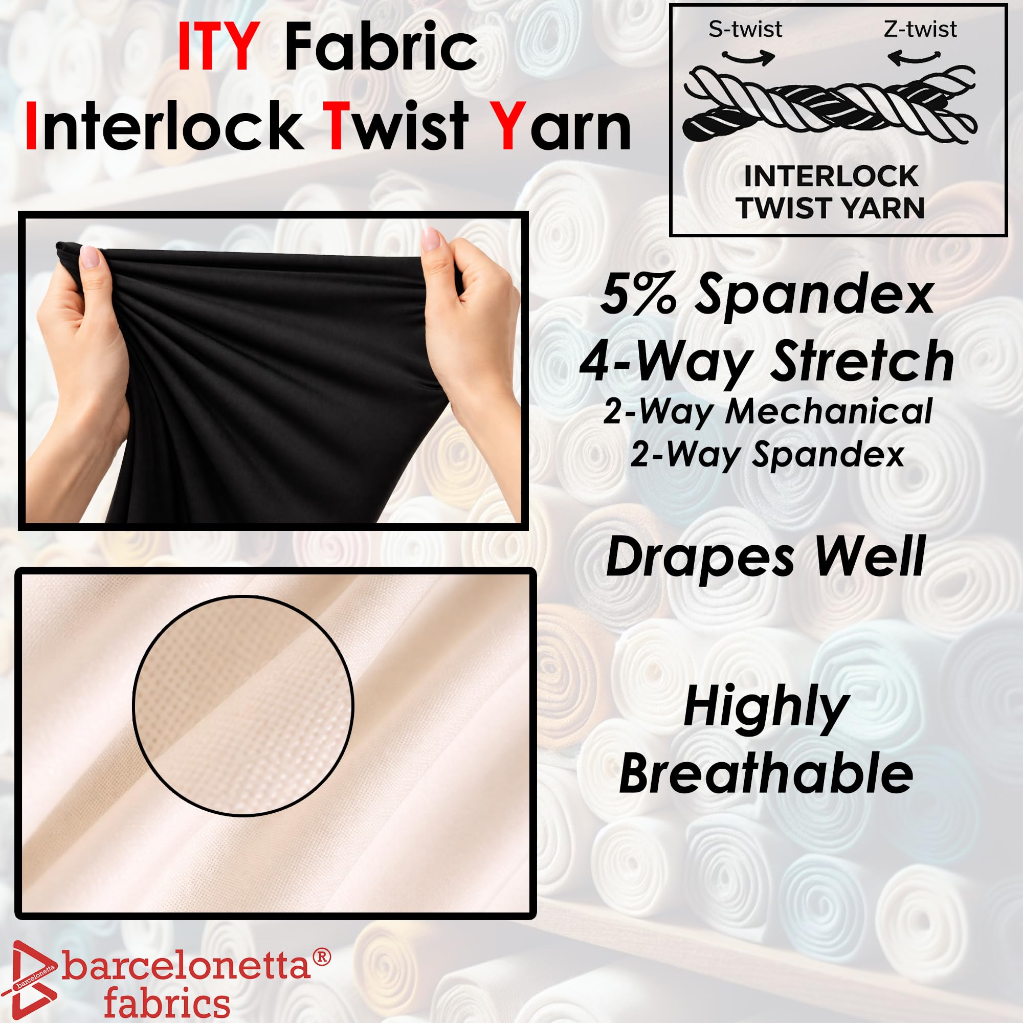 Amazon | ITY ファブリック | 2ヤード | ジャージースパンデックス