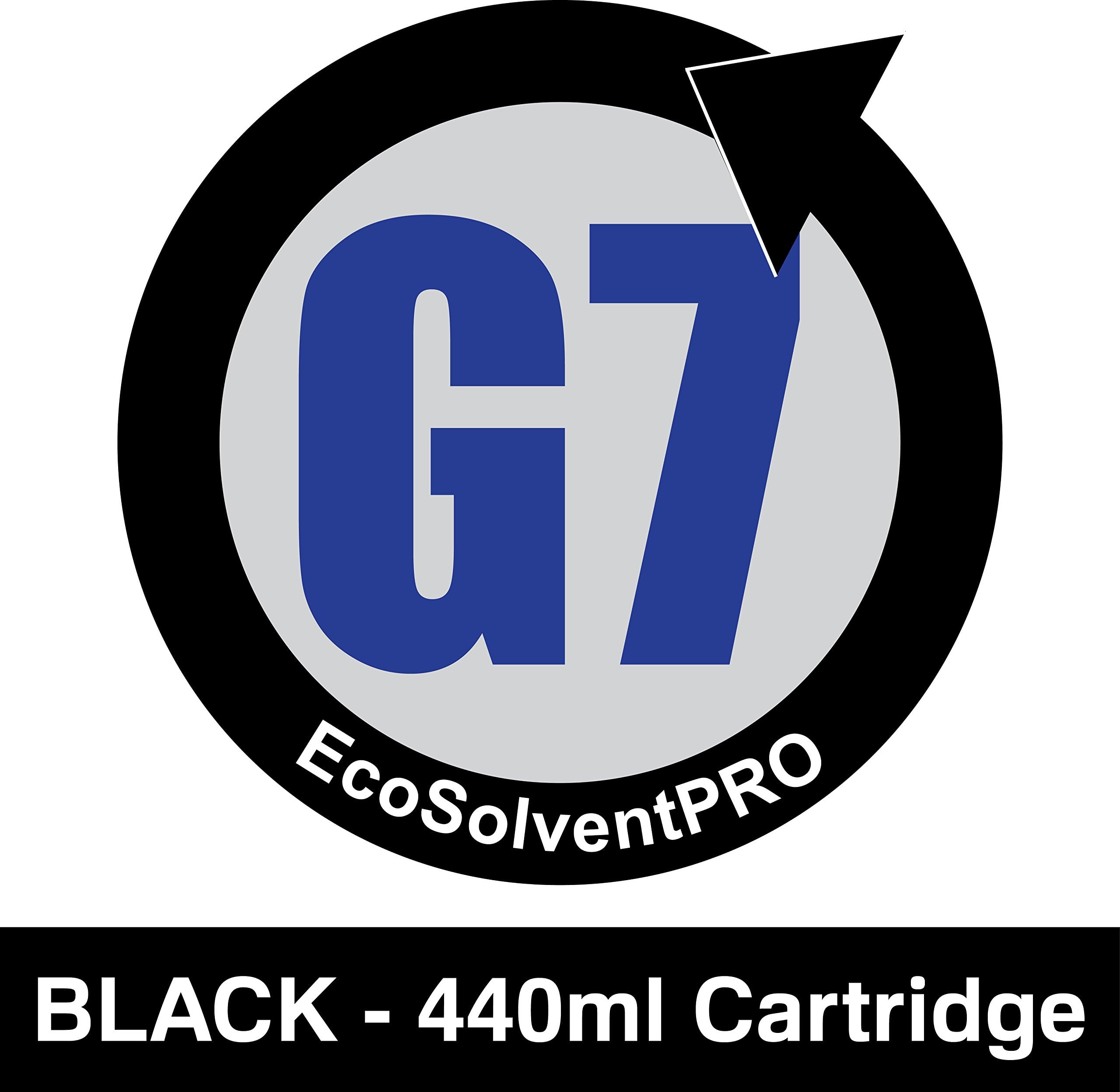 Black - EcoSolventPRO G7 Ink for Roland, 440ml Cartridge OEM Compatible Plug-N-Play. Eco-Sol MAX 2 Compatible