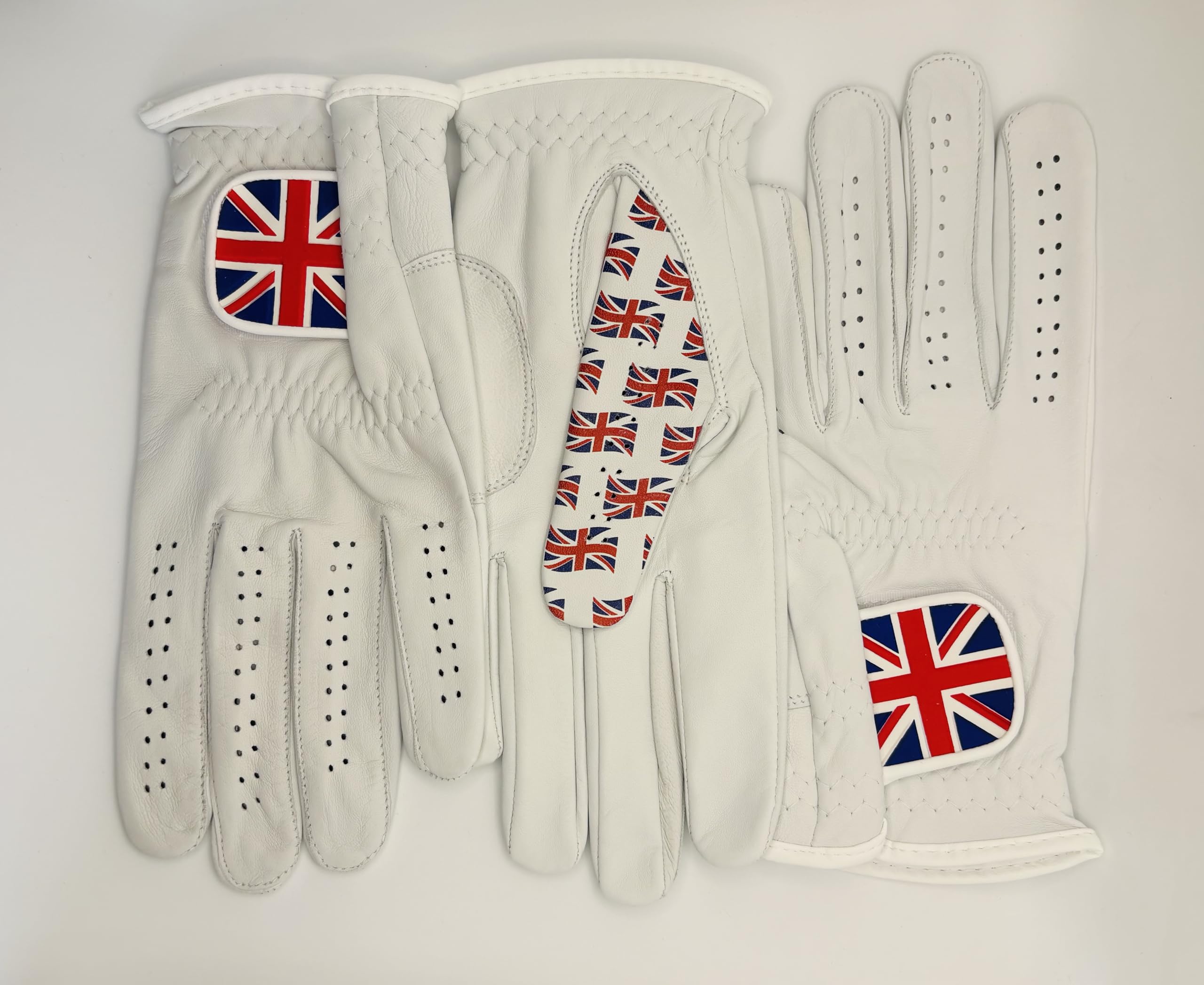 Union Jack Golf Gloves 3-Pack Left Hand for Right Handed Golfer Cabretta Leather Standout thumb feature Perfect Feel Exceptional Grip (M/L)