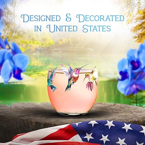 Miniatura 3 de Toasted Tales Colección Hummingbirds Lake and Lodge  Copa de vino sin tallo de 16 onzas  Accesorio de decoración del hogar al aire libre de