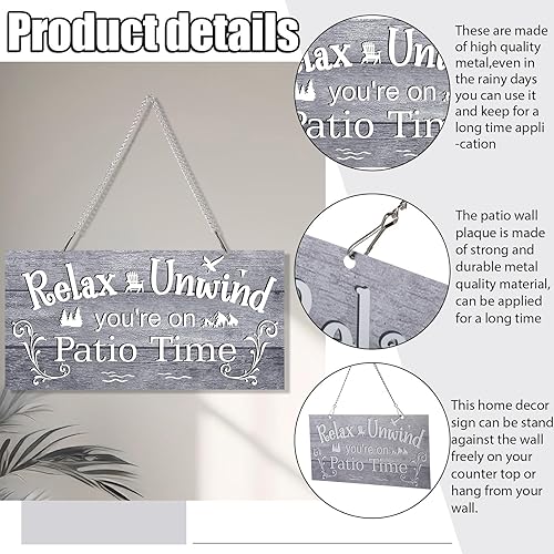 Vista 41 de Hotop Letrero de metal para patio al aire libre, decoración para patio trasero, porche, arte de pared, balcón, glorieta, accesorios para decoración