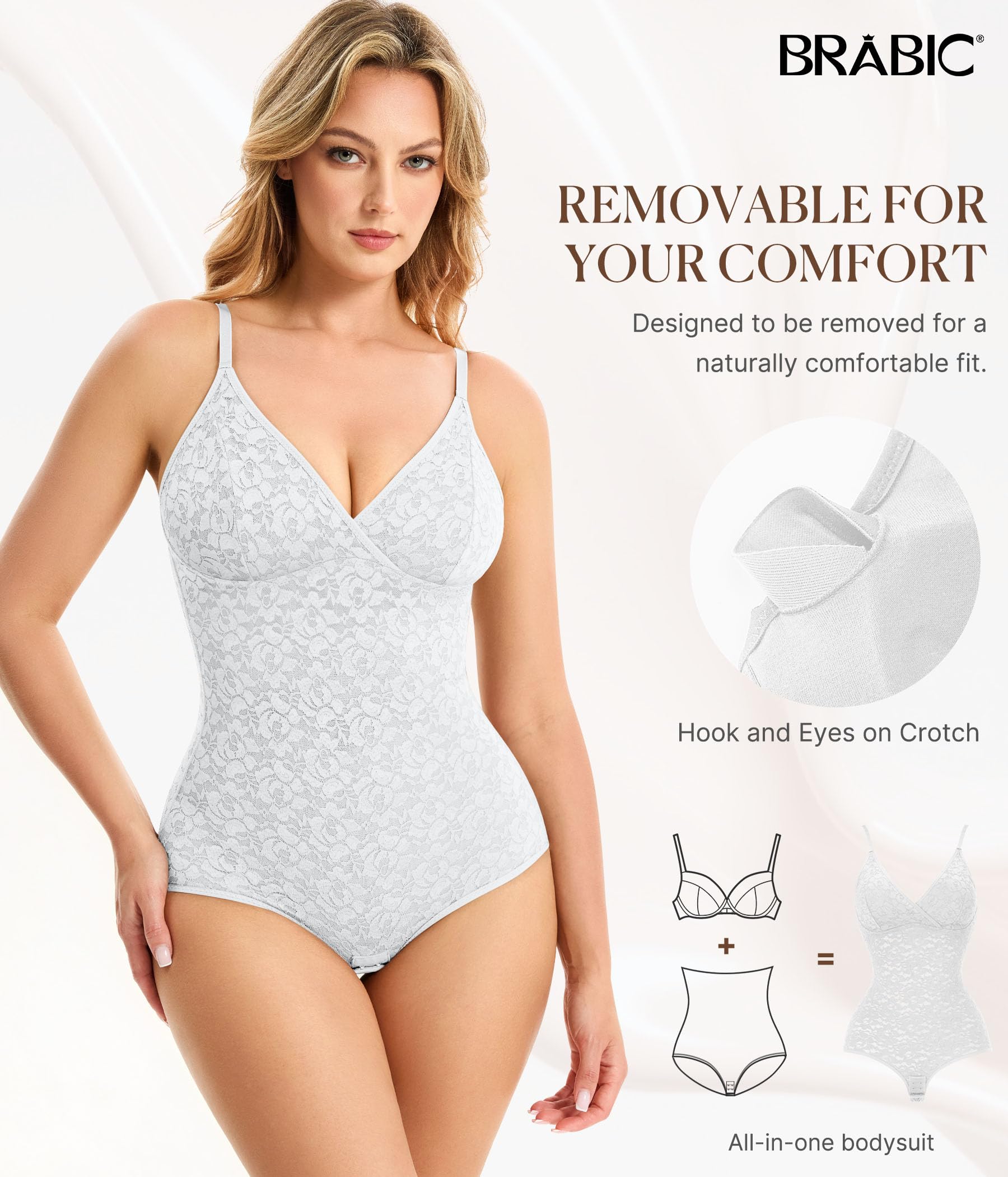 BRABIC V-neck Backless Camisole Jumpsuit Shaper Faja moldeadora Mujer