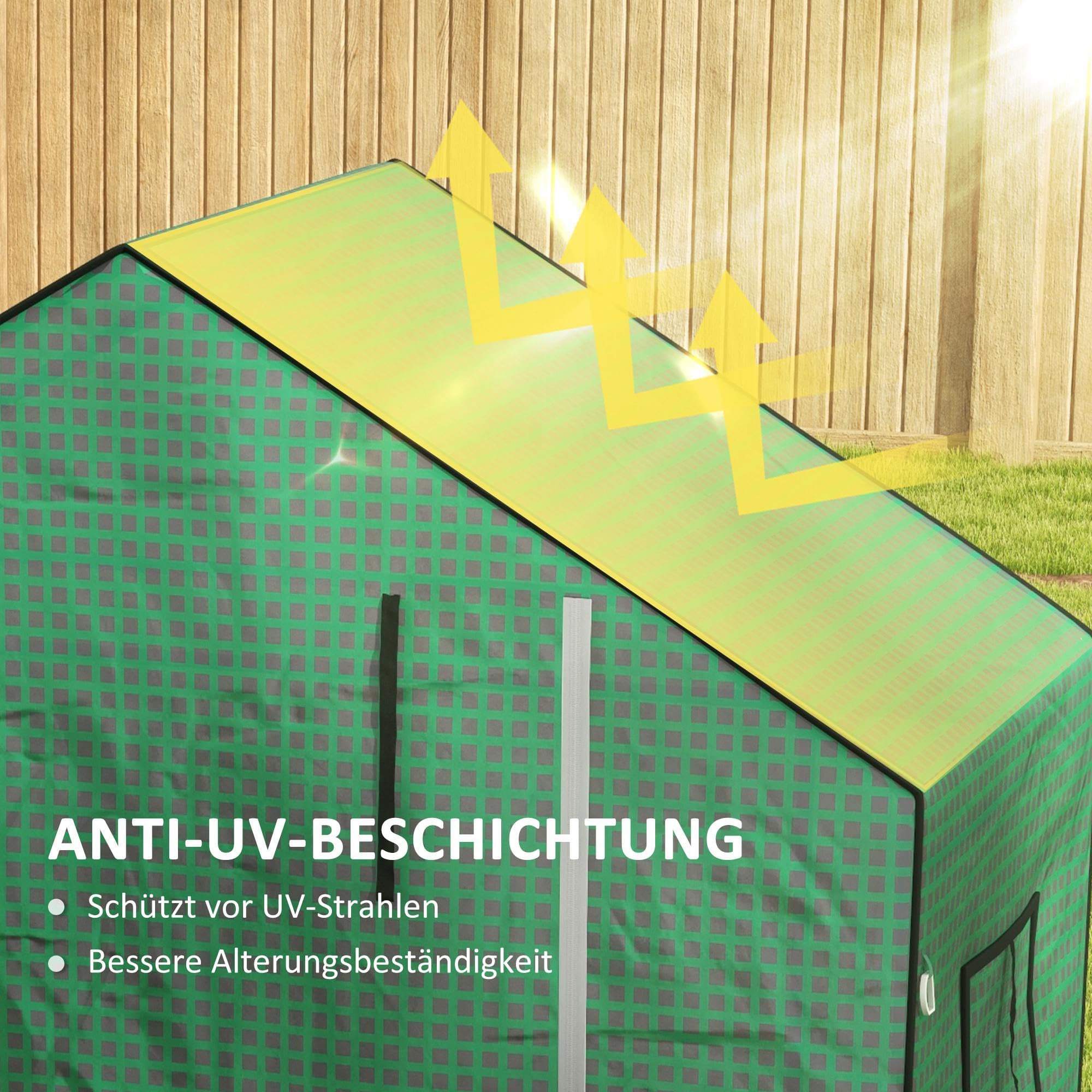 Outsunny Gewächshausfolie 1,4 x 1,9 m, wasserdicht Gartenfolie mit UV Schutz Fenster, Reißfest Folie aus Polyethylen, Abdeckplane für Treibhaus, Tunnelfolie für Außenbereich, NUR Folie, Grün