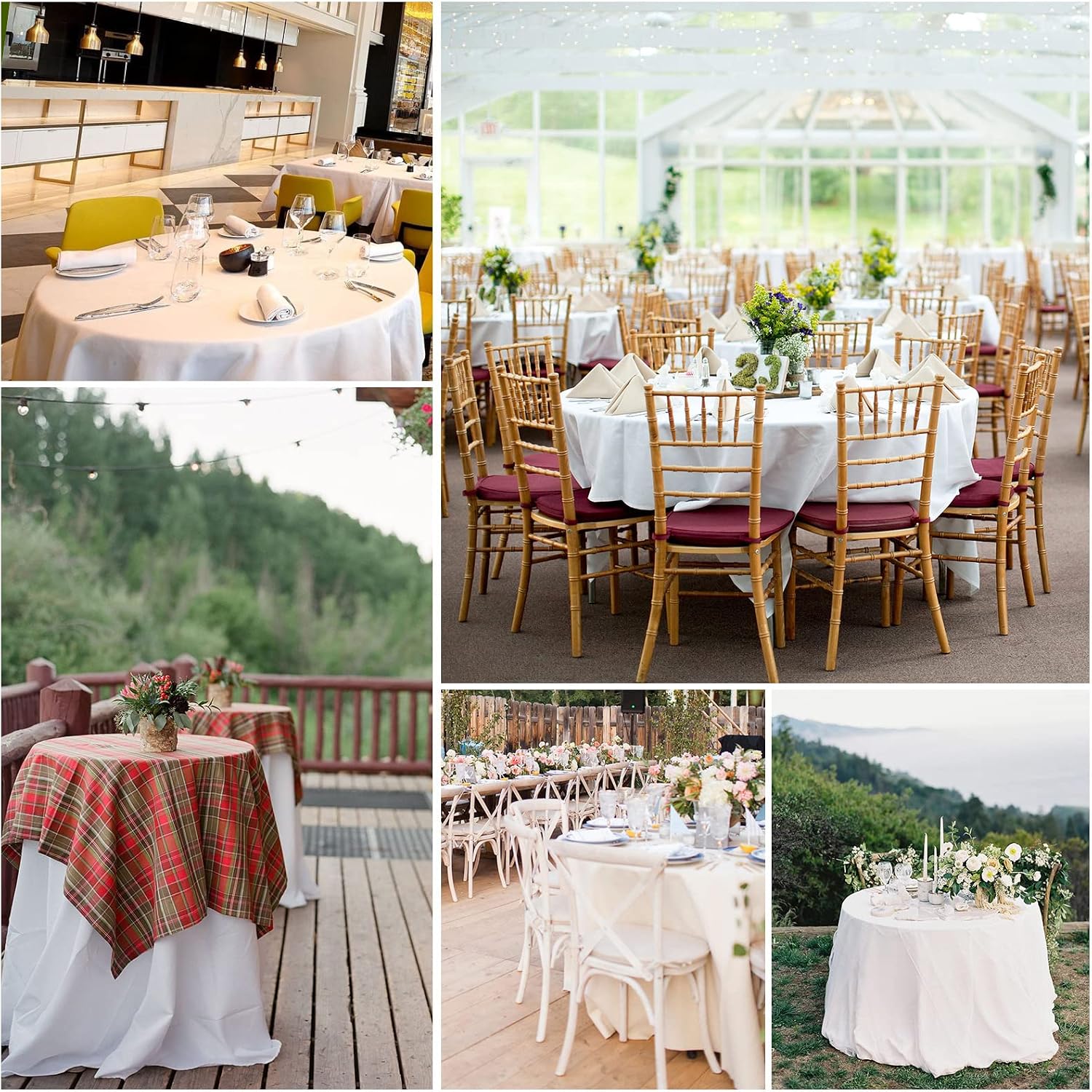 10 Pack Round Tablecloths - 120 Inch, White Polyester Table Cover for Round Table, Stain and Wrinkle Resistant Washable Fabric Table Cloth, Polyester Tablecloth for Wedding Banquet Parties