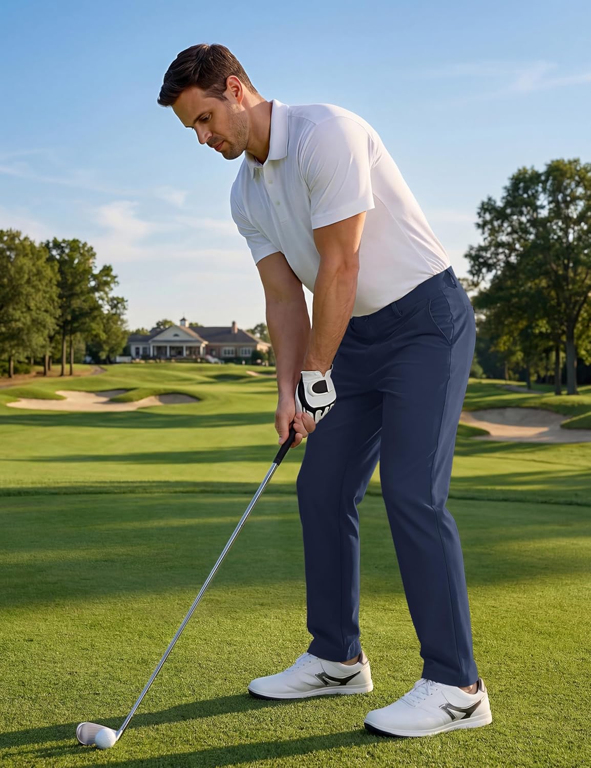 TACVASEN Golf Pants Men Stretch Classic Fit Mens Slacks Straight Leg Lightweight Pants with Zipper Pockets for Dress Work