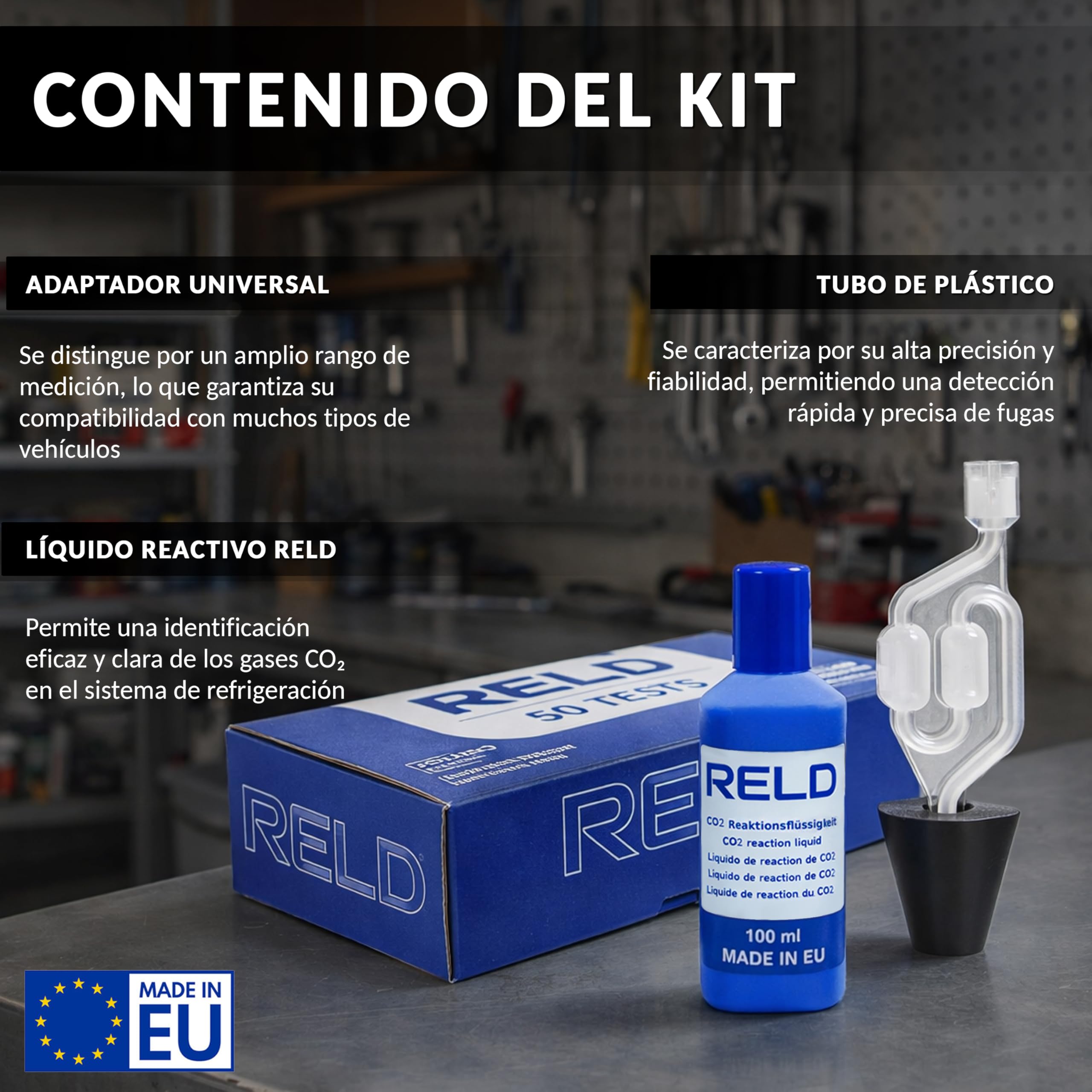 RELD - Detector de Culata Universal para Todos los Coches y Motocicletas, Detector de Fugas de CO2, para 50 Pruebas