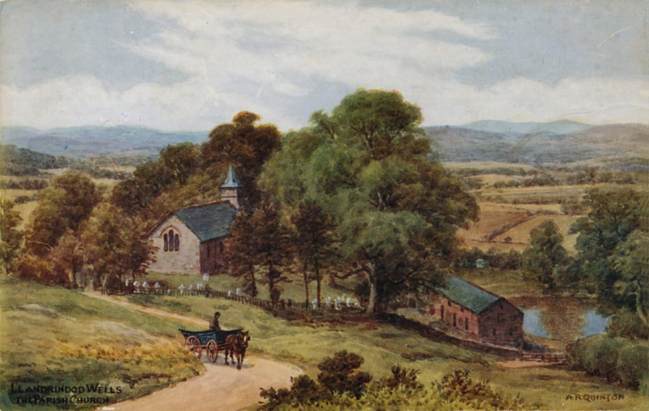 ARTXLXXBN Famous Print Painting Colorful Art Print Llandrindod Wells the Parish Church by Alfred Robert Quinton Canvas Art Decorations for Home Decor 60x90cm