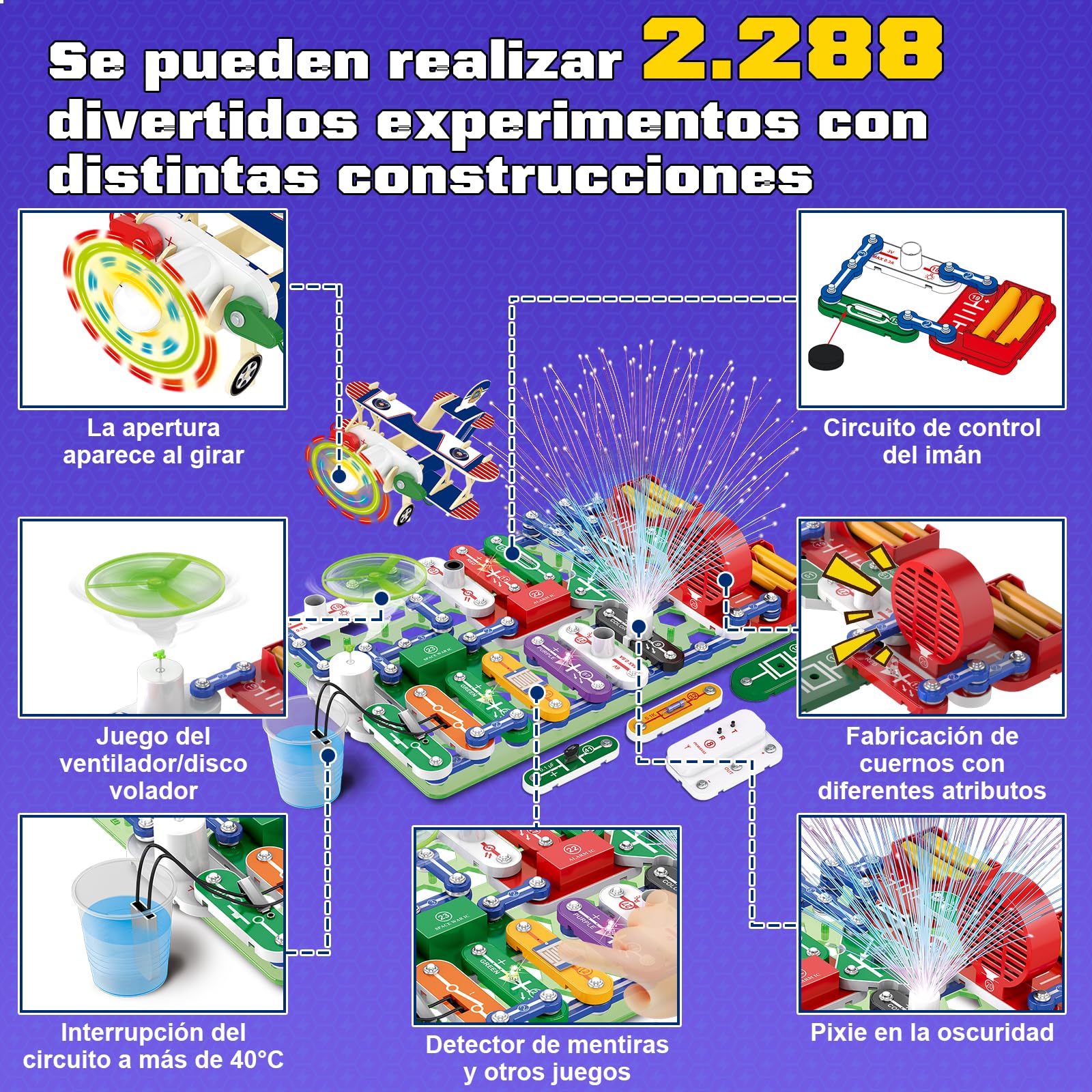 FORMIZON Circuito Electrico para Niños Kit, Caja de Experimentación para Ingeniería Eléctrica, Incluye Instrucciones ilustradas, Más de 2000 Posibilidades de Juego, Jjuguete Educativo Stem
