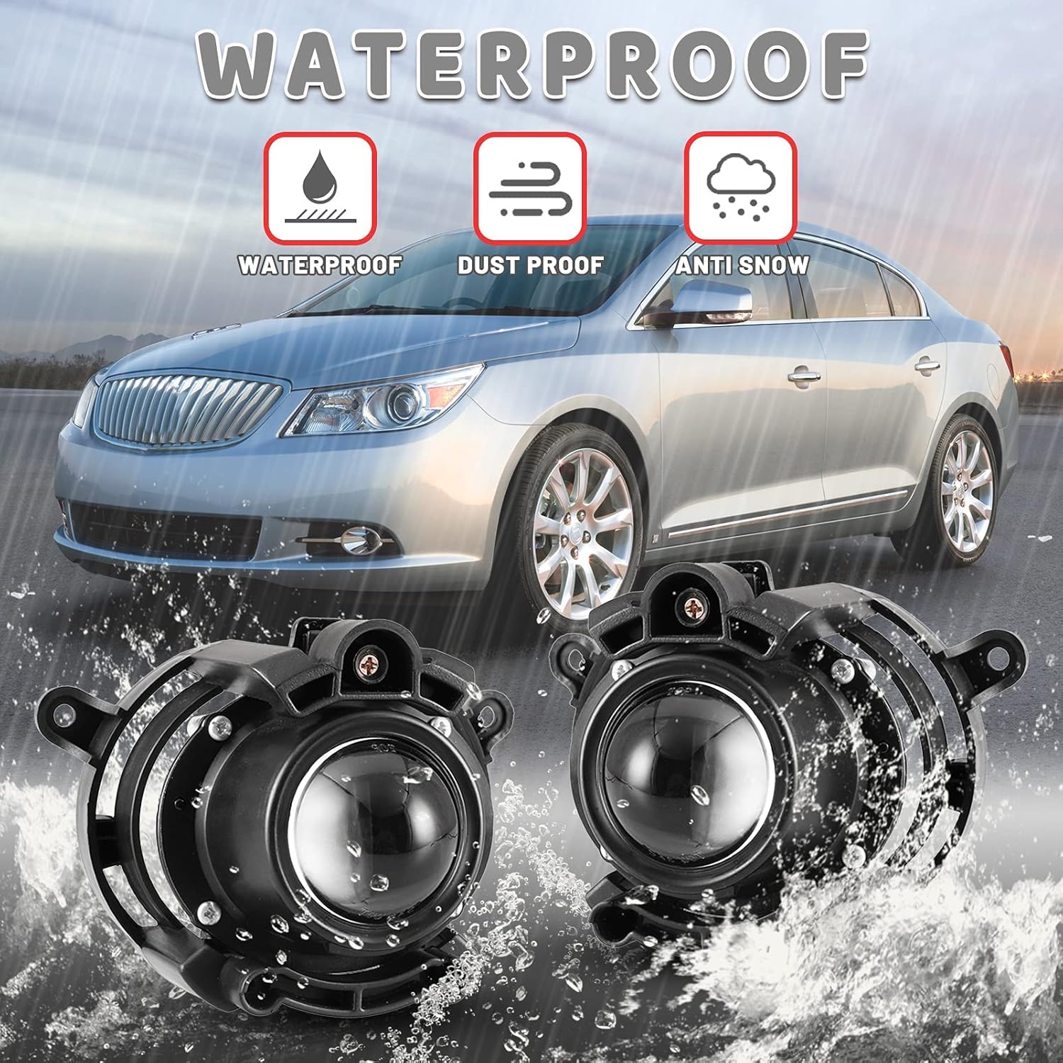 AUTOWIKI Fog Lights Fit For 2008-2012 Chevy Malibu, 2008-2014 Cadillac CTS Premium, 2010-2013 Buick Lacrosse, 2007-2009 Saturn Aura, 2013-2016 Buick Encore Lamps Assembly 1 Pair