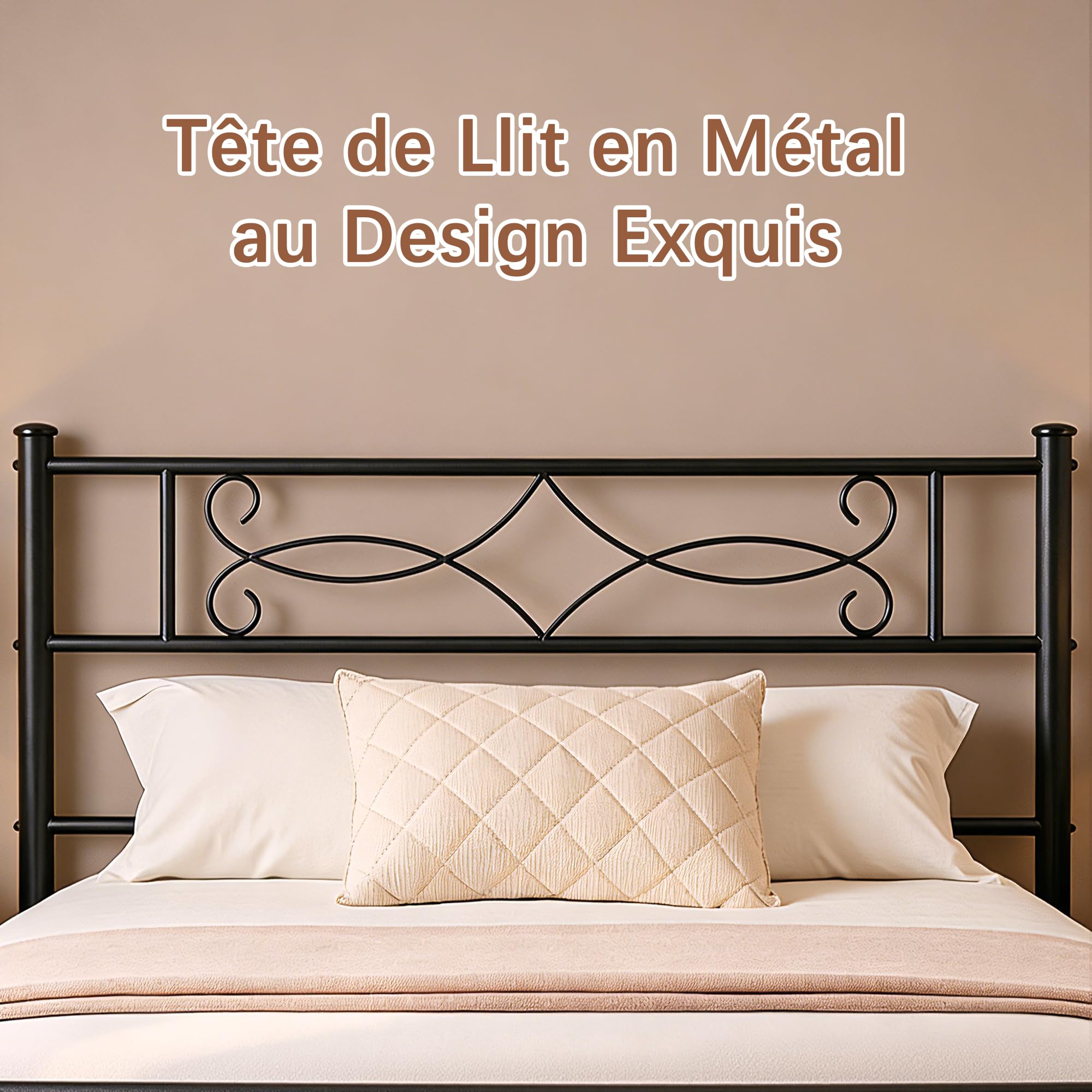 VECELO Cadre de Lit 90x190 cm avec Sommier Métal, Montage Facile, Espace de Rangement de 32 cm pour Petits Espaces, Chambre d’Amis, Chambre Ado, Noir