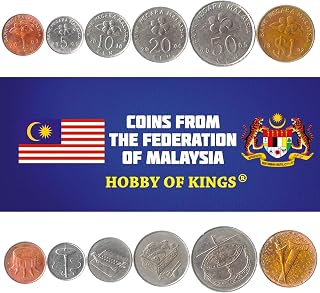 Set of 6 Coins from Malaysia. 1, 5, 10, 20, 50 SEN, 1 RINGGIT. 1989-2011