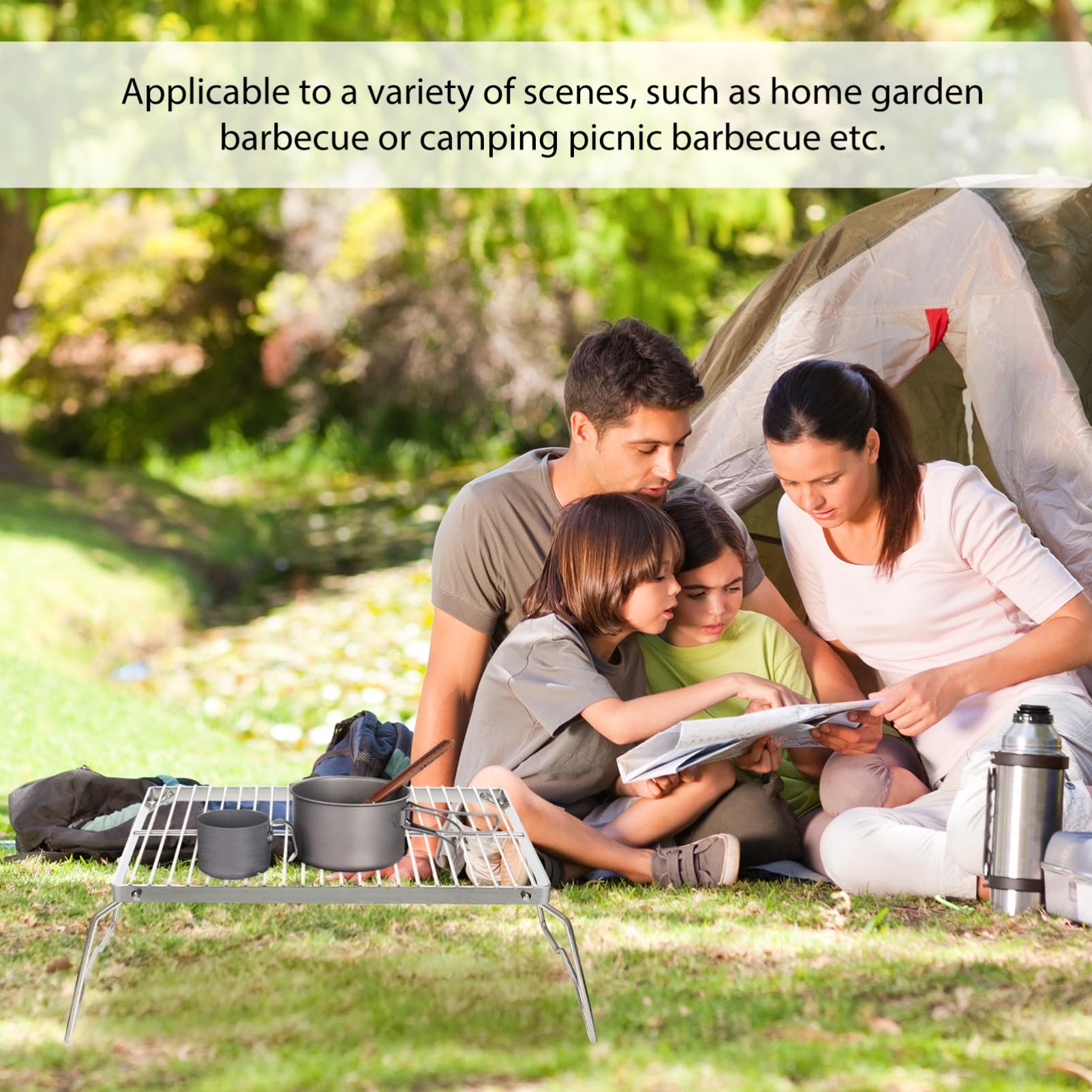 Mikikit Folding Grill Portable Bbq Campfire Grill Outdoor Barbecue Rack Space-saving Design