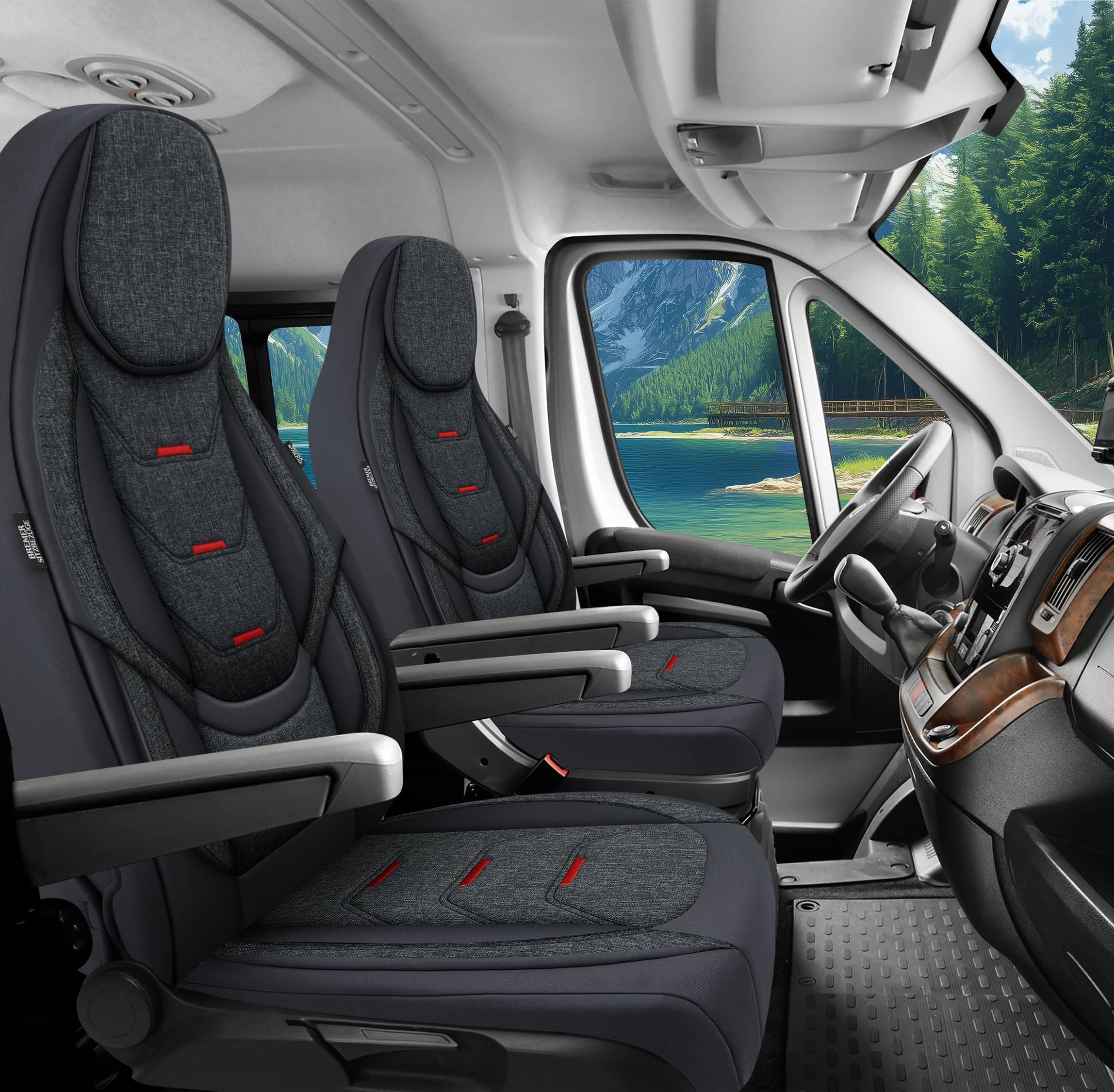 Wohnmobil Sitzbezüge & Schonbezüge für Fiat Ducato Citroen Jumper Peugeot Boxer | Passgenaue Vordersitzbezüge | Teilintegriert, Kastenwagen & Alkoven | Sitzbezug Fahrer & Beifahrersitz