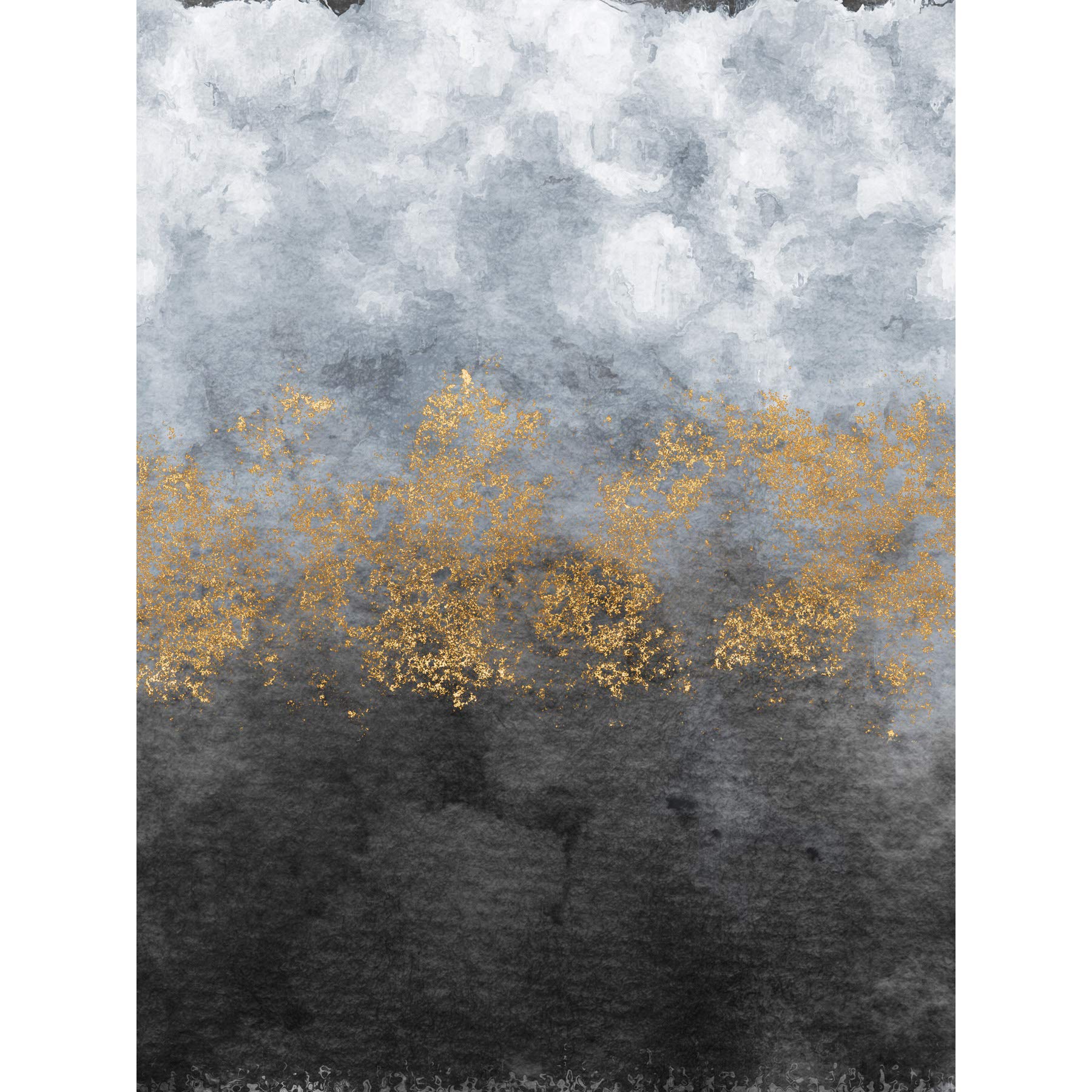 Wee Blue Coo Abstract Grey Gold Watercolour Large Art Print Poster Wall Decor