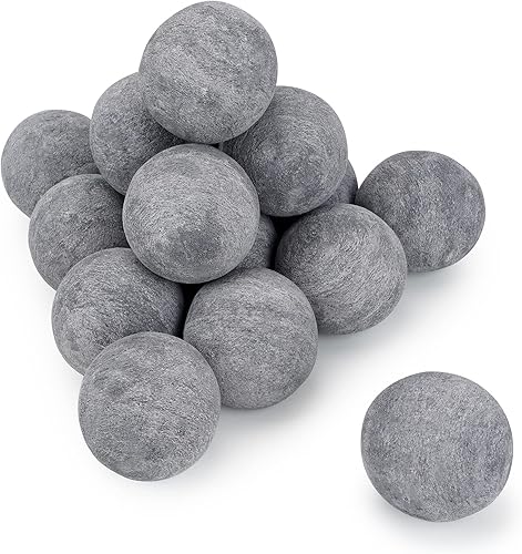 Stanbroil Bolas de fuego de cerámica  Piedras redondas de fuego de 3 pulgadas para hoguera y chimenea  Juego de 15, color gris