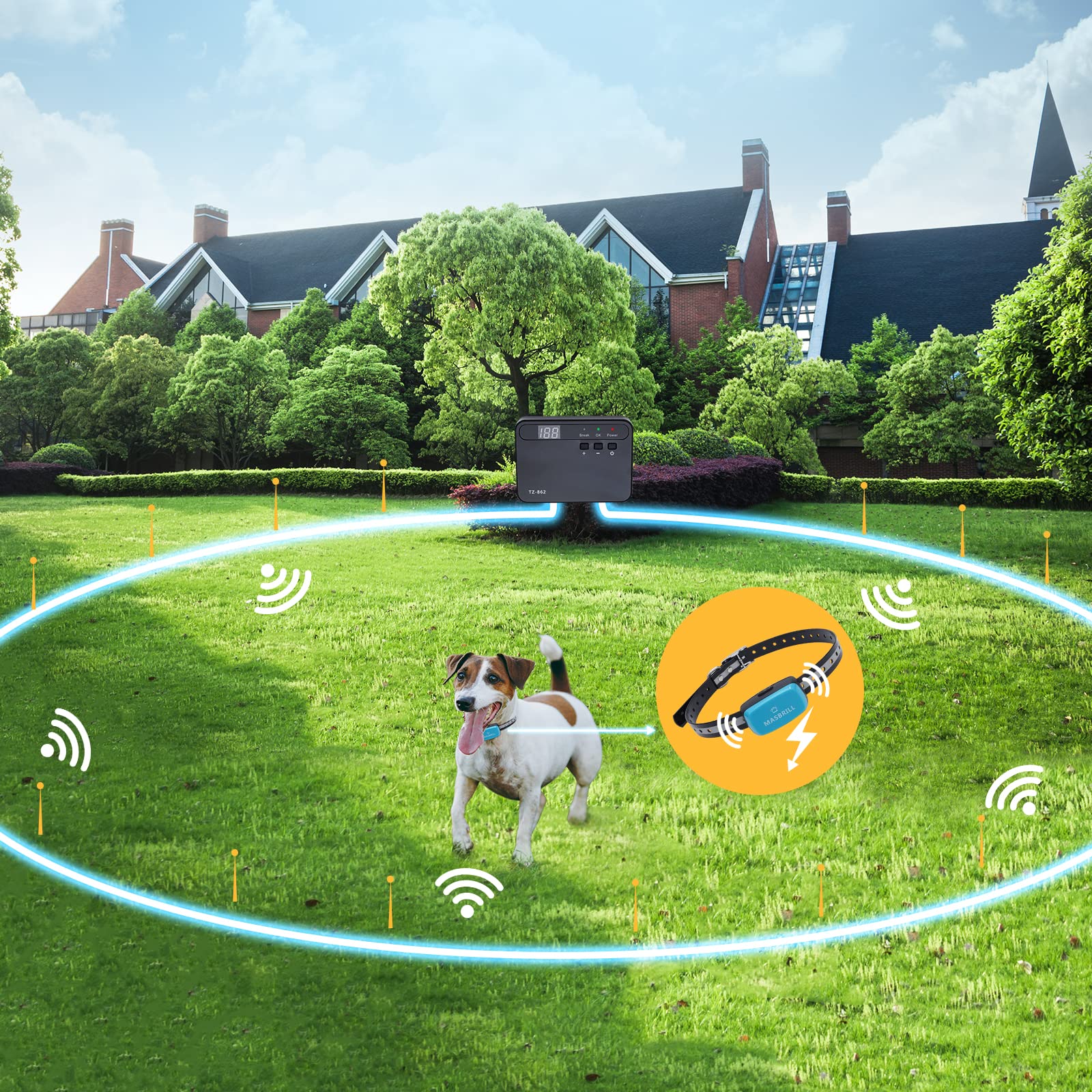 GPS Wireless Dog Fence, Electric Dog Fence Pet Containment System, Lar