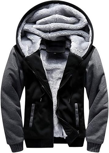 ZITY - Sudadera de invierno con capucha y cremallera para hombre, chaqueta abrigada de vellón, con forro de Sherpa