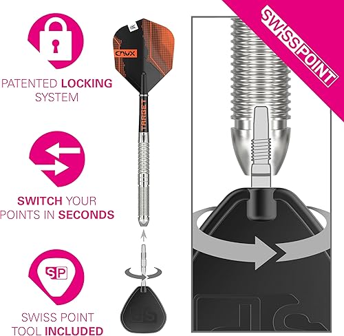 Miniatura 4 de Target Darts Crux 01 - Juego de dardos con punta de acero (90 % tungsteno)