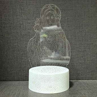 3D Our Lady Night Light, Virgin Mary Illusion Table Lamp with 16 Colors Remote Control Touch Lamp LED USB Night Light Desk Lamps Room Decorations Home Decor Christian Light
