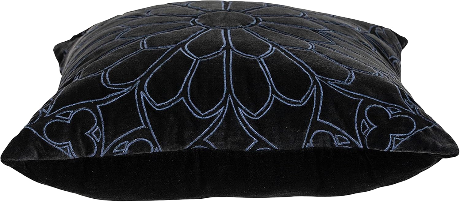 Parkland Collection Petal Contemporary Charcoal Pillow Cover with Poly Insert