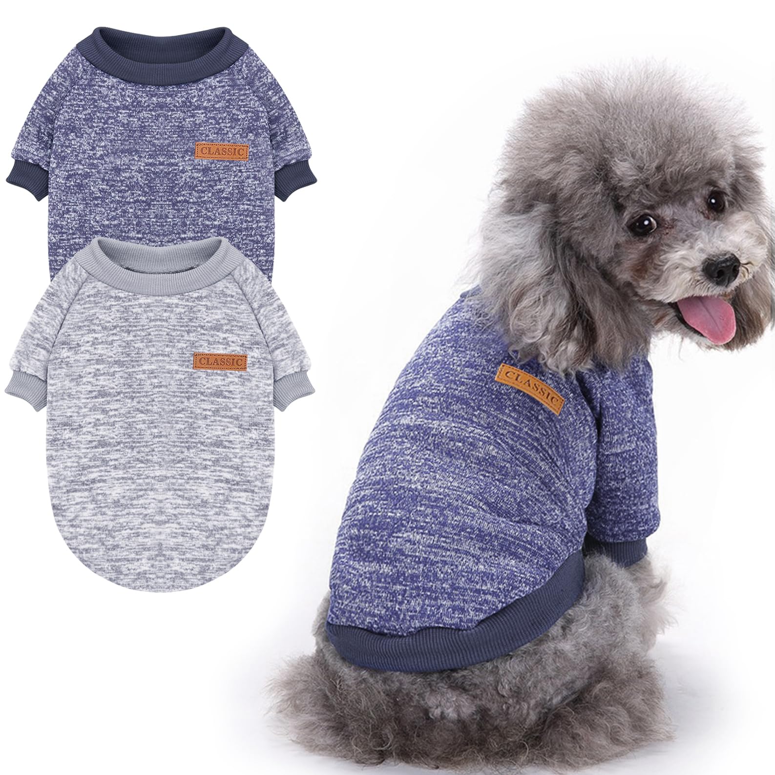 2 Pieces Pet Dog Classic Knitwear Sweater, Fleece Coat for Small,Medium Dogs,Warm Pet Dog Cat Clothes,Soft Puppy Customes for Chihuahua Yorkshire Tzu