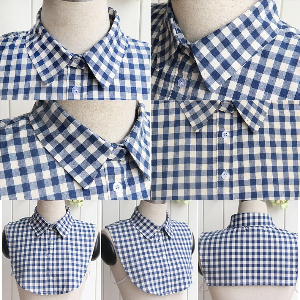 Vpang Women's Stylish Detachable Half Shirt Blouse False Collar Plaid Shirt Dickey - Image 5