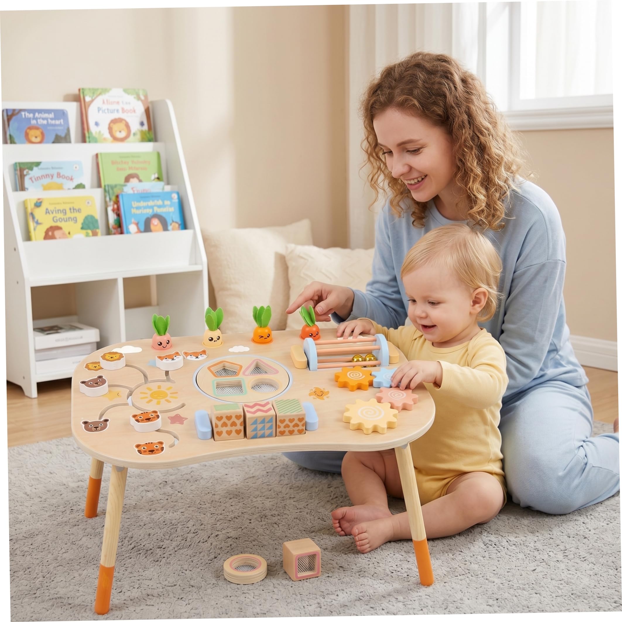 Baby DJ Table, Mesa de Actividades para niños pequeños, sensorial 6 en 1, Amarilla, Edades 1-3