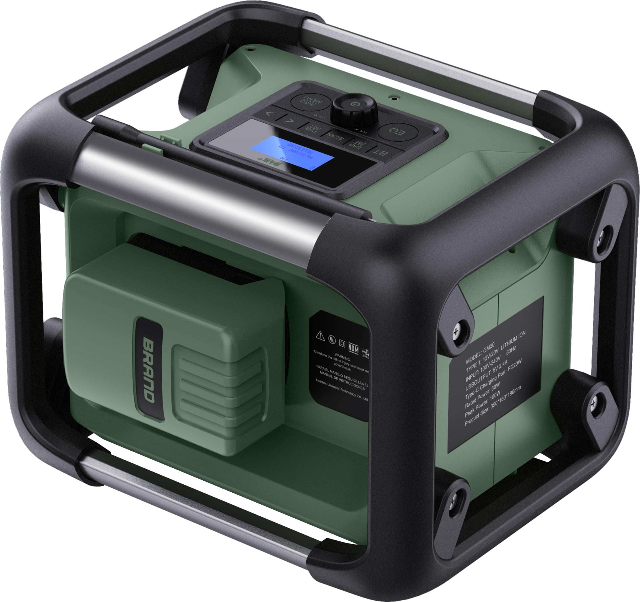 TELESTAR TOP OR 20 – Baustellenradio, läuft mit Marken-Akkus (Makita etc.) | Robust, DAB+, Bluetooth Audio-Streaming, für Akkus von Makita, DeWalt, Bosch, Milwaukee, 80 W Stereo, USB, Akku-/Netzbetrieb
