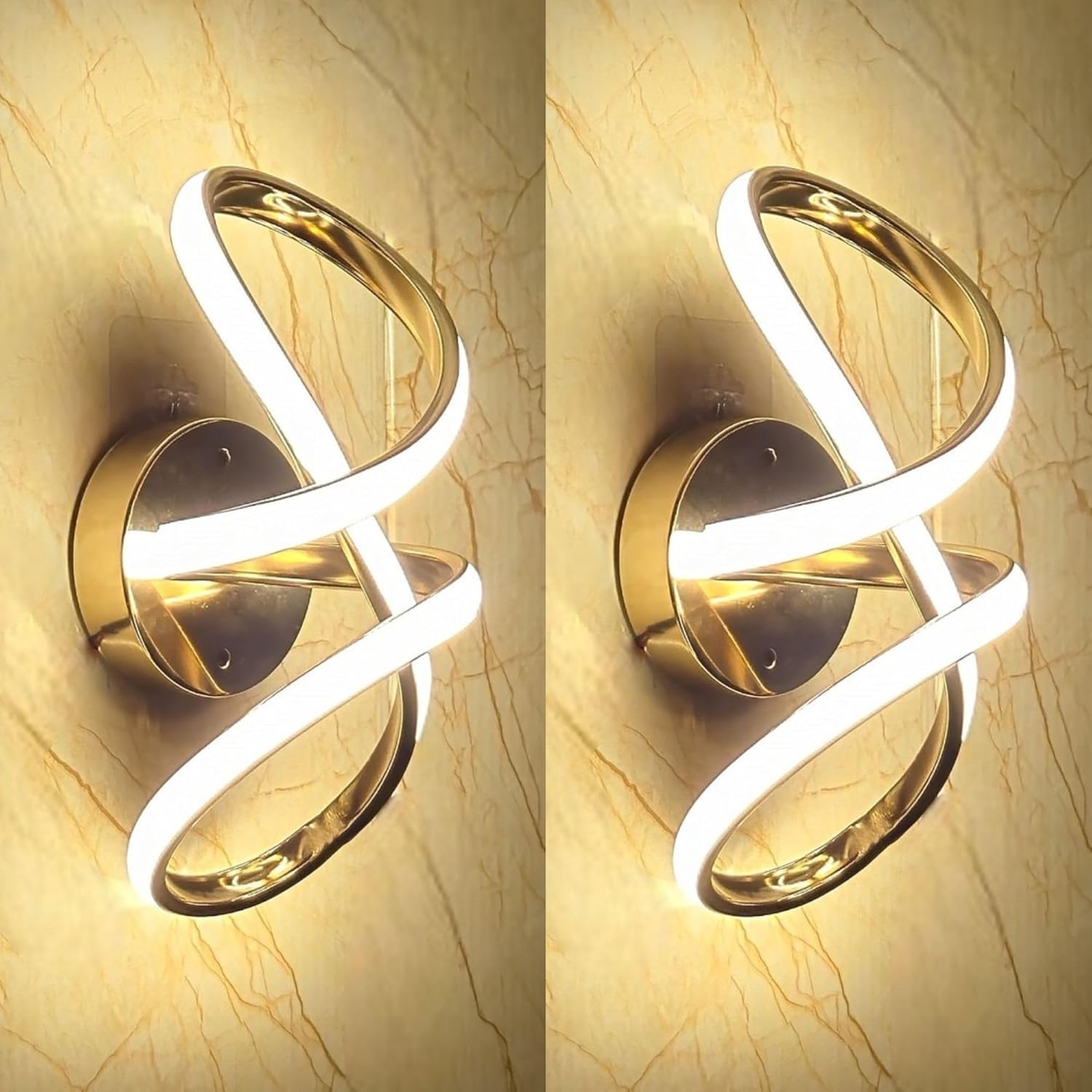 GreyWings Golden Modern Wall Light (Pack of 2)