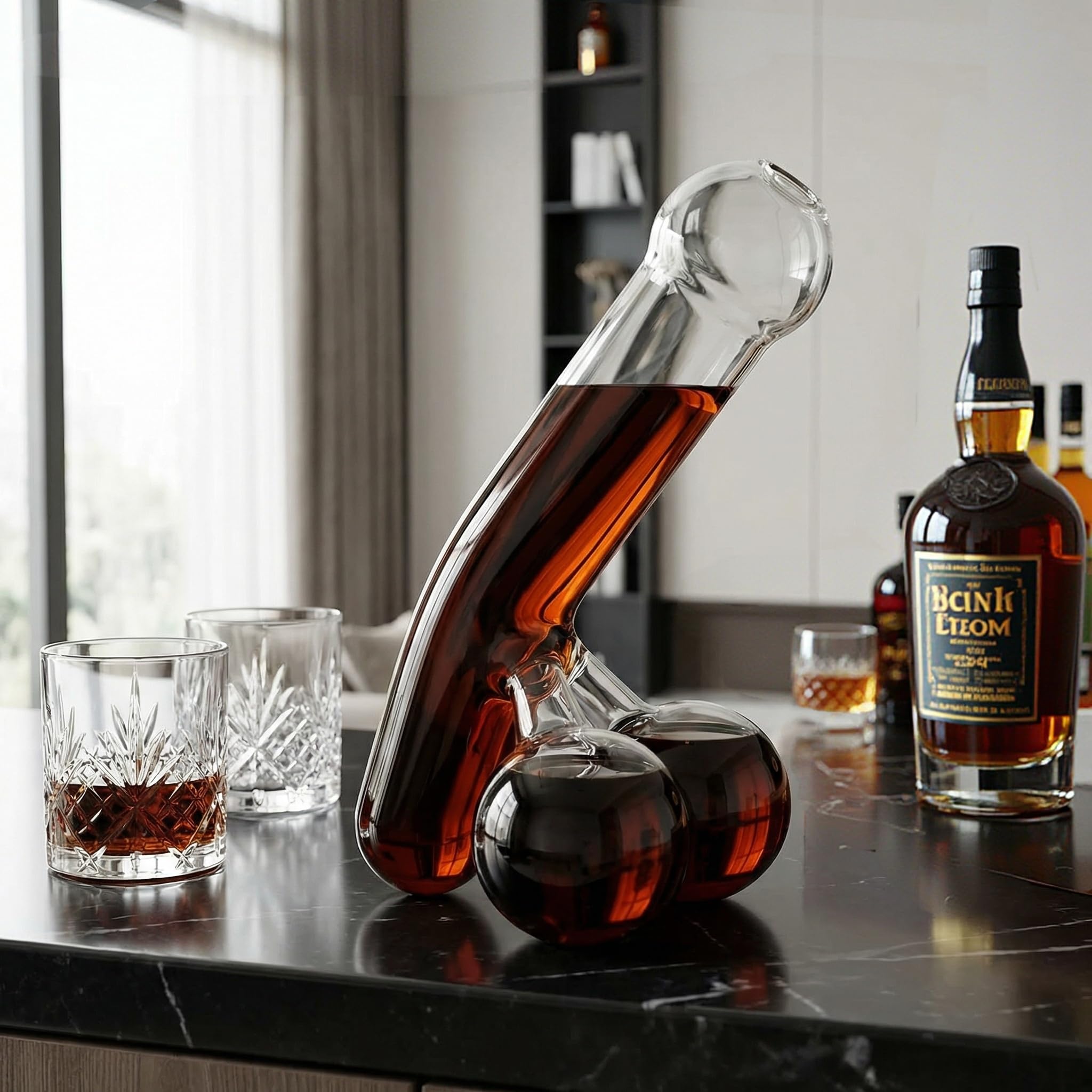 Klein bottle Interesante decantador de cristal para hombres, único y divertido dispensador de whisky y vino, para familias, bares, fiestas (550 ml) LOP-456