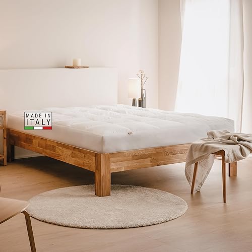 DREAMIN*101 - Coprimaterasso Una Piazza e Mezza 120x200 Imbottito Piumino Piumette e Angoli Aderenti, Morbido Rivestimento Topper Una Piazza e Mezza, Copri Materasso Cotone Traspirante Ipoallergenico - Piazza e Mezzo - 120x200