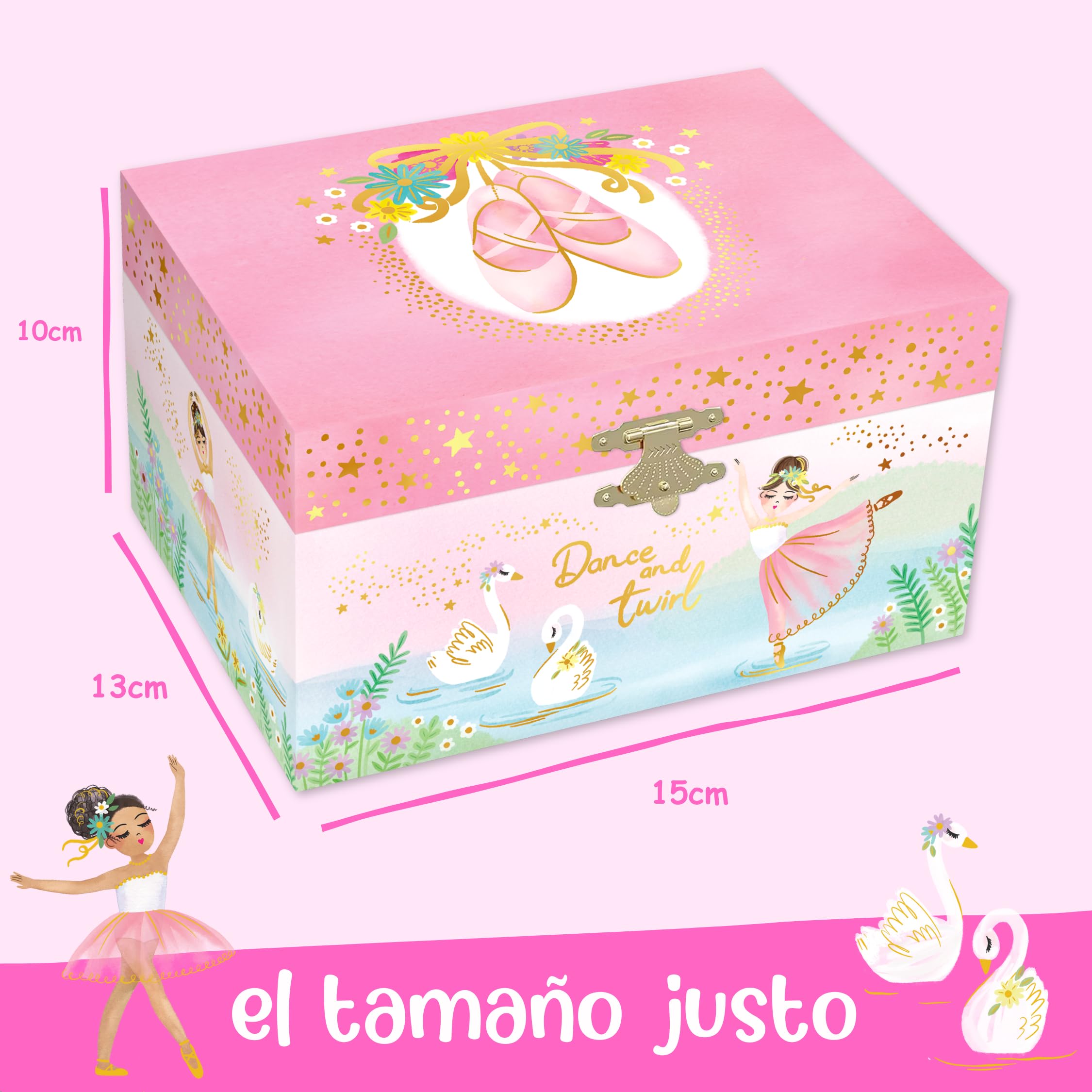 Giggle & Honey® Caja de Música con Bailarina para Niñas - Joyero Musical Niña con Espejo, Caja Musical Bailarina, Joyero Infantil, Joyeros Niña, Regalo Cumpleaños Edades 3-10