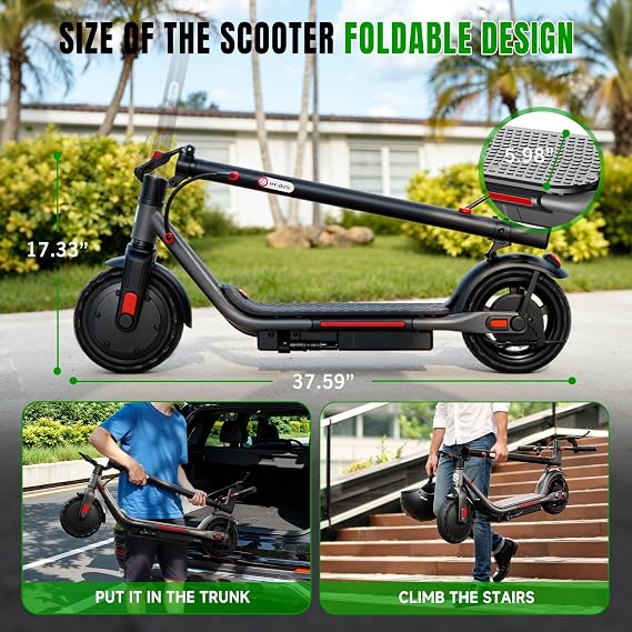 YHR Electric Scooter for Adult,350W/500W Powerful Motor,8.5/10 Solid Tires,19Mph 20 Miles Max Range,Dual Braking,e-Scooter App Control