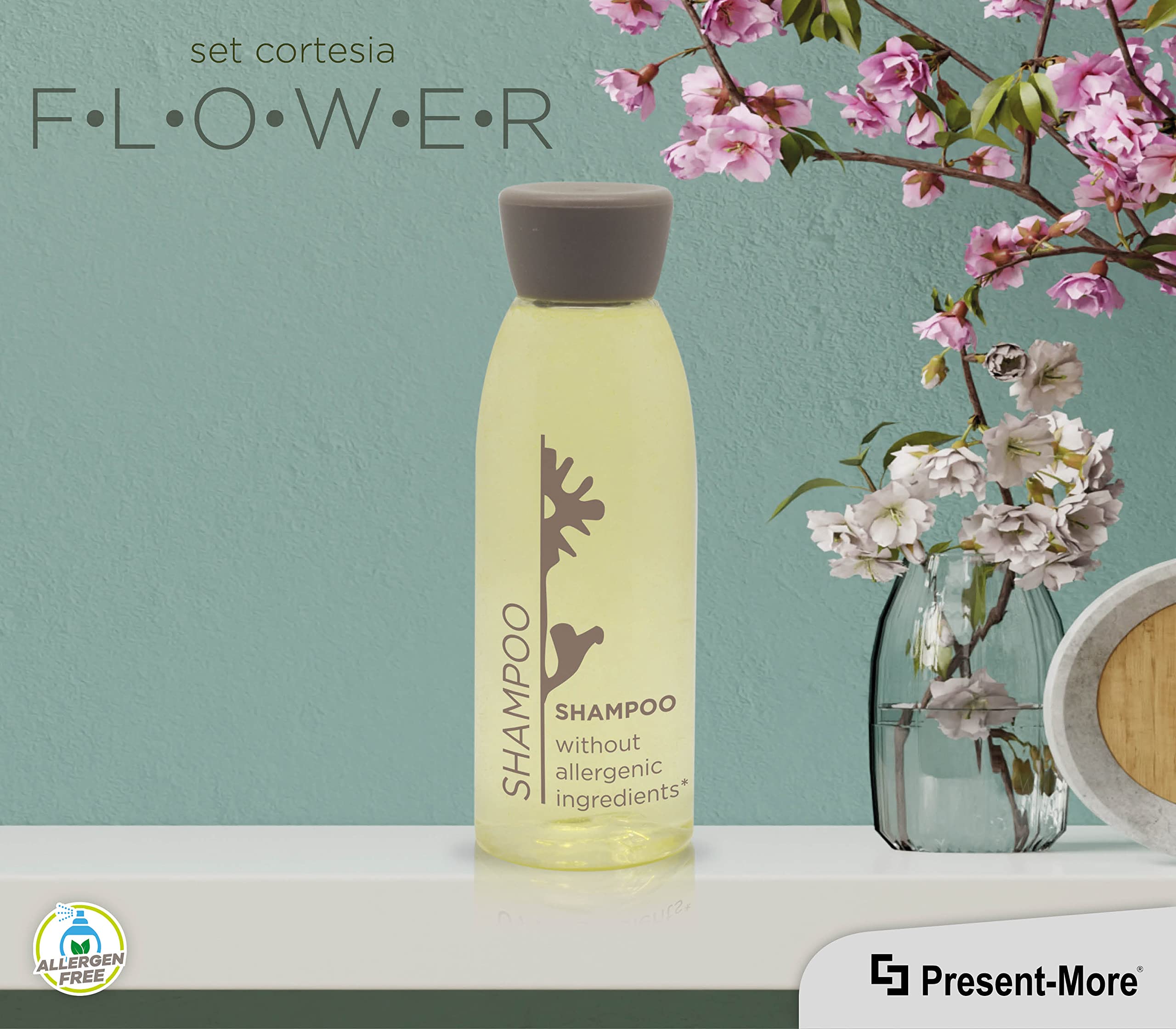 Bagnoschiuma Monodose Flower Per Hotel E B&amp;B - Con Fragranza Al T&egrave; Bianco, Senza Allergeni, 250 Pezzi Da 30ml