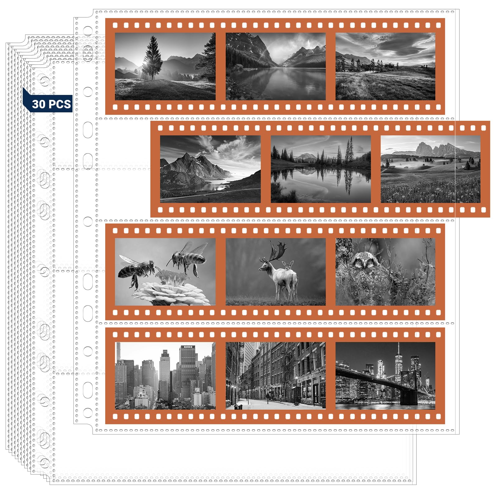 120 Film Holder 120-4, 120 Film Negative Sleeves for Film Negative Storage, Up to 480 Frames, Pack of 30