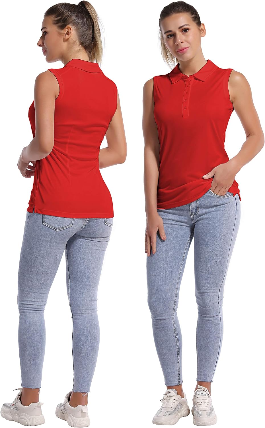 BUBBLELIME Sleeveless Polo Women's UPF 50+ Sun Protection Athletic Tennis Golf Shirts Quick Dry Outdoor Sports