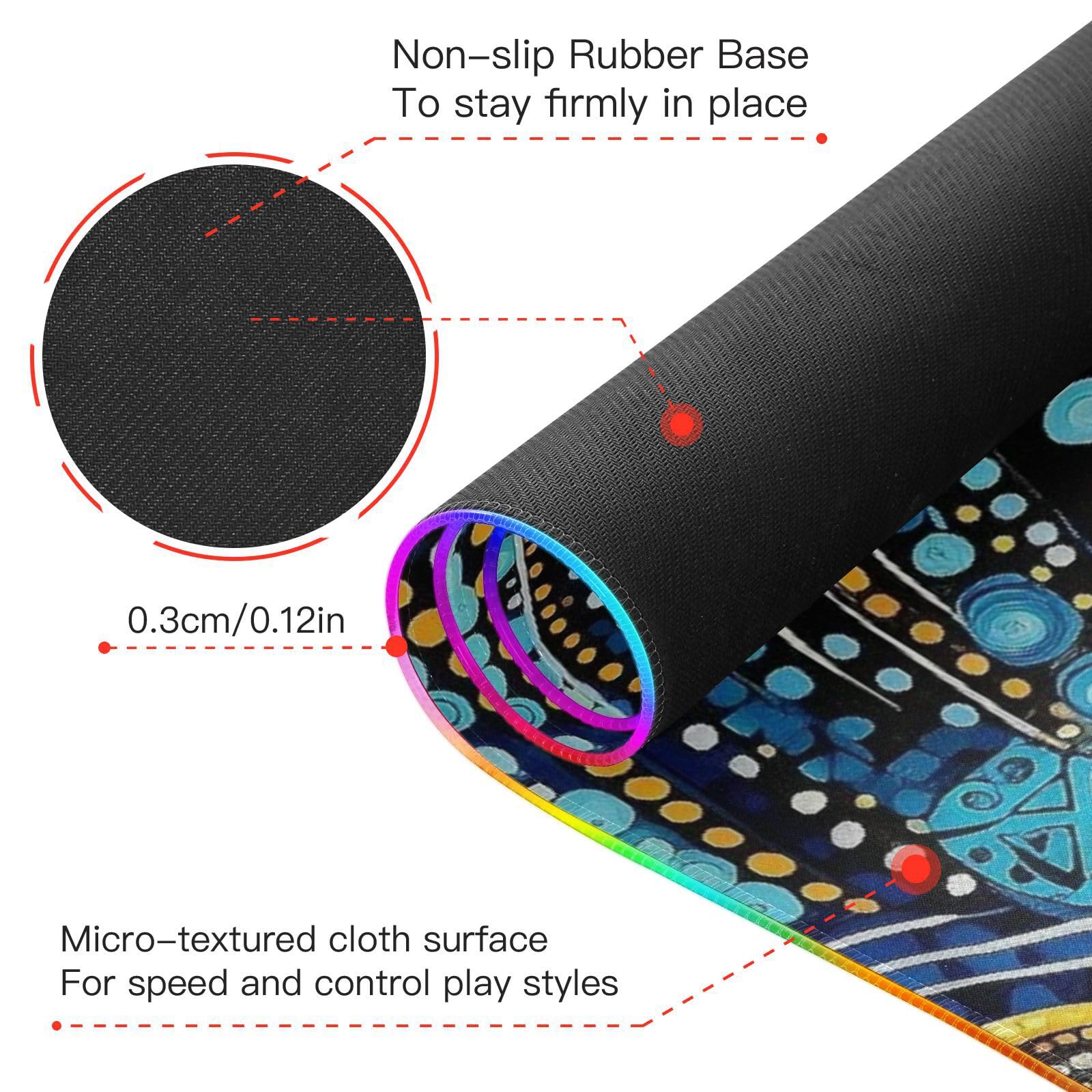 Blu e Giallo Modello Astratto Ricarica Wireless Incandescente personalizzato animale pad tastiera e tappetino animale tappetino per mouse gaming cool gameing 31,5x11,8 pollici