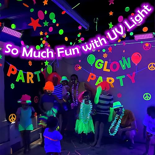 Miniatura 6 de SHGPODA Paquete de 2 barras de luz LED negras de 100 W, área de luz de 40 x 40 pies, 105 LED de luz negra con cable de alimentación de 5 pies,