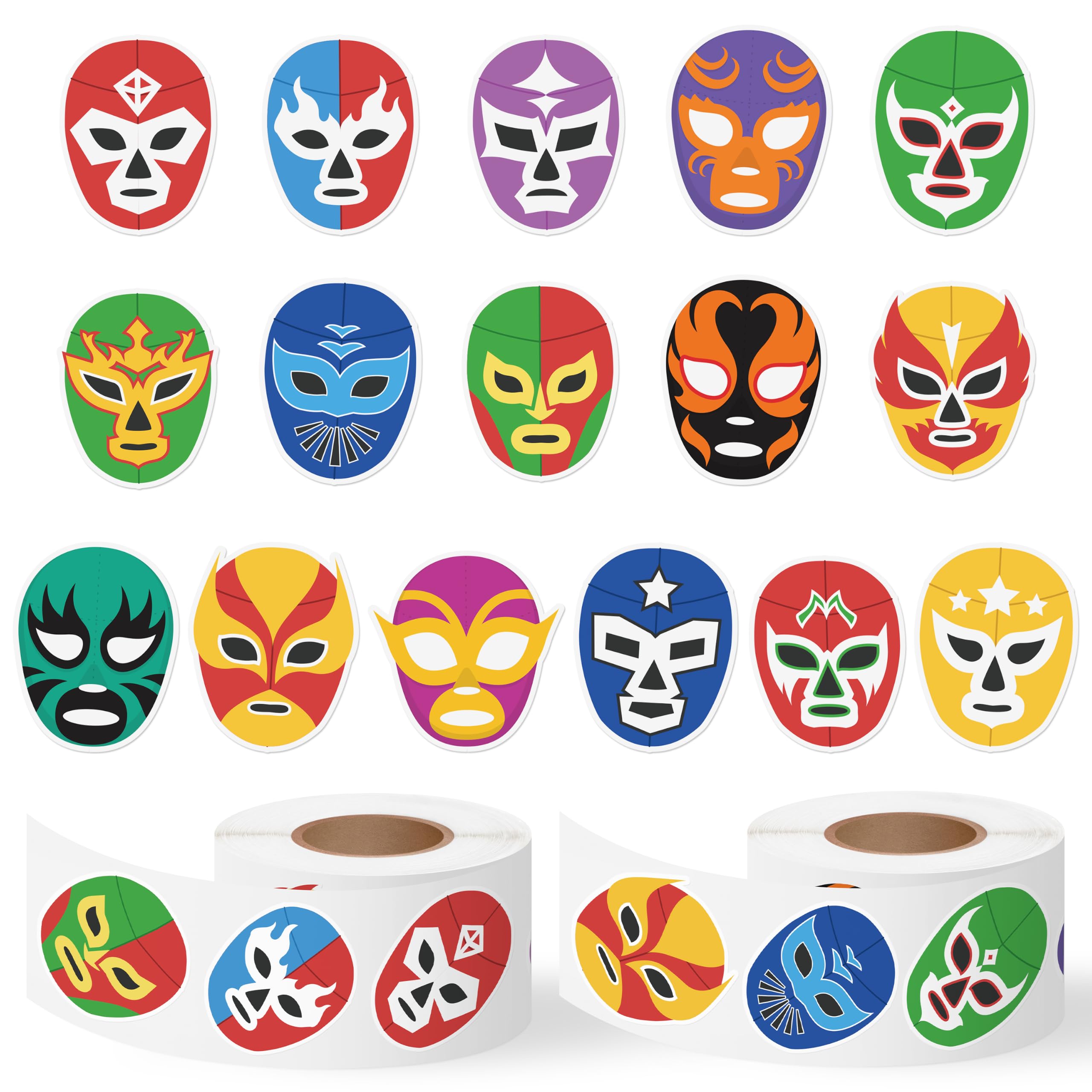 Lucha Libre Sticker Rolls, 1000Pcs Mexican Wrestling Theme 2 Rolls