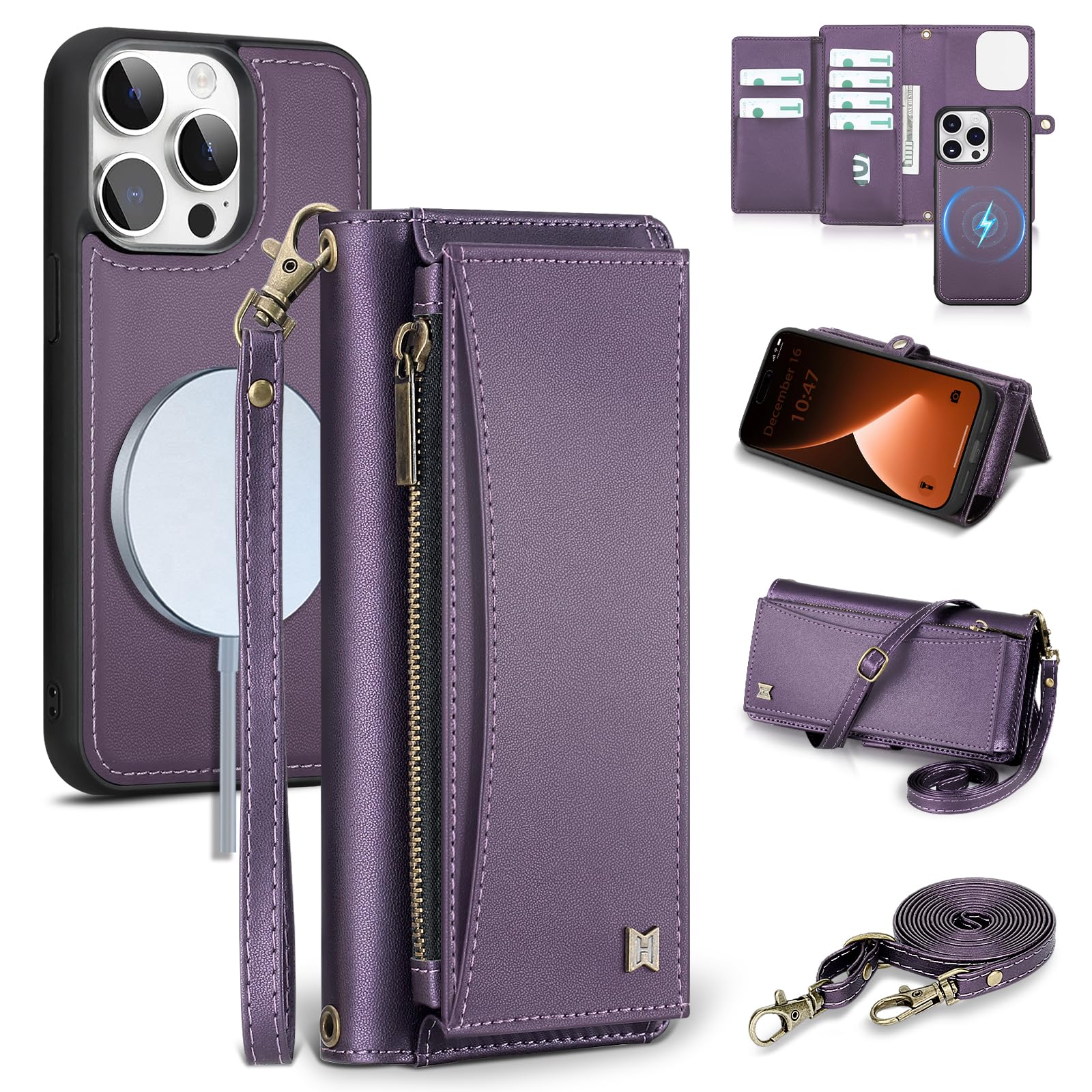 Photo 1 of BLISLIAR iPhone 15 Pro Leather Wallet Case