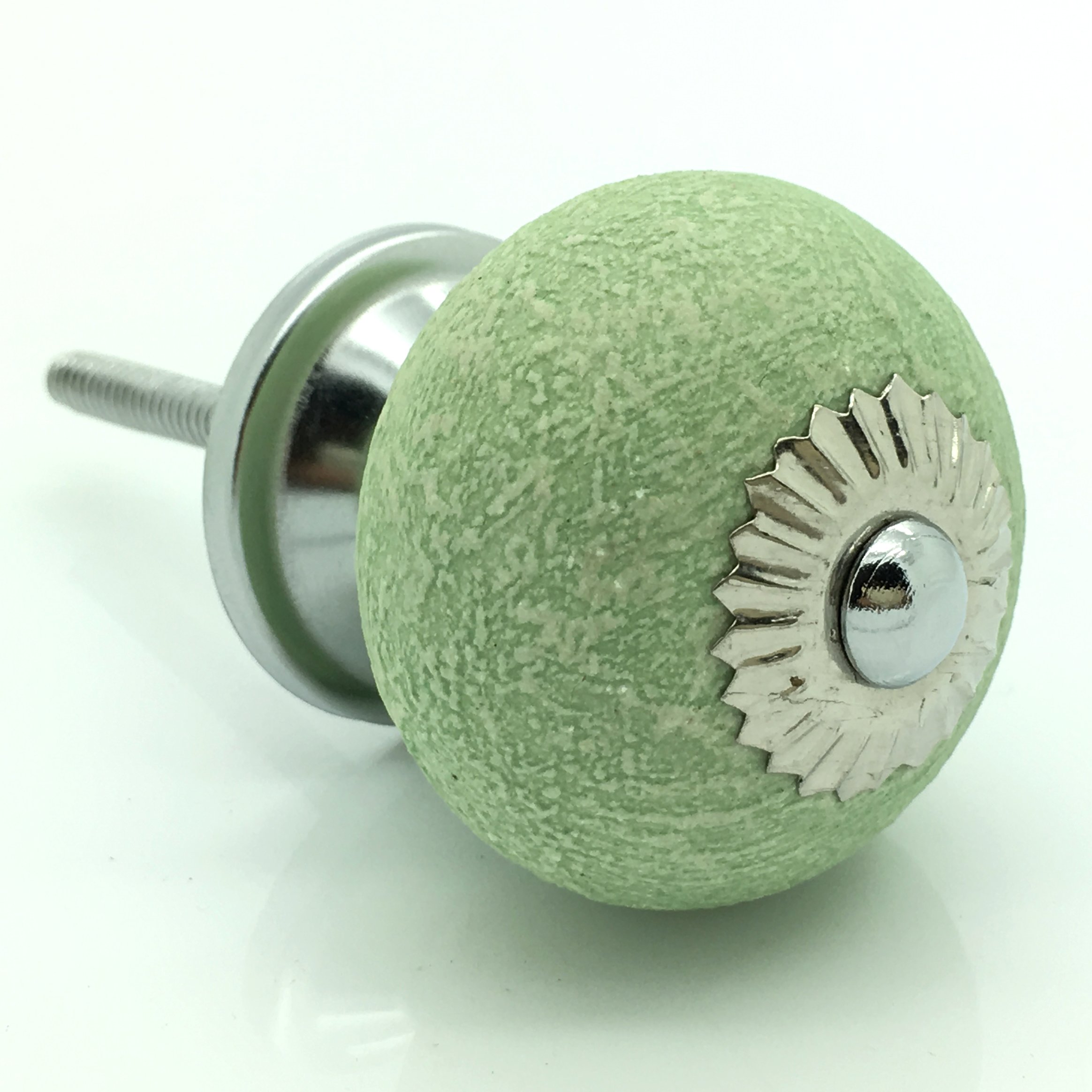 Green Textured Ceramic Door Knob Vintage Shabby Chic Cupboard Drawer Pull Handle