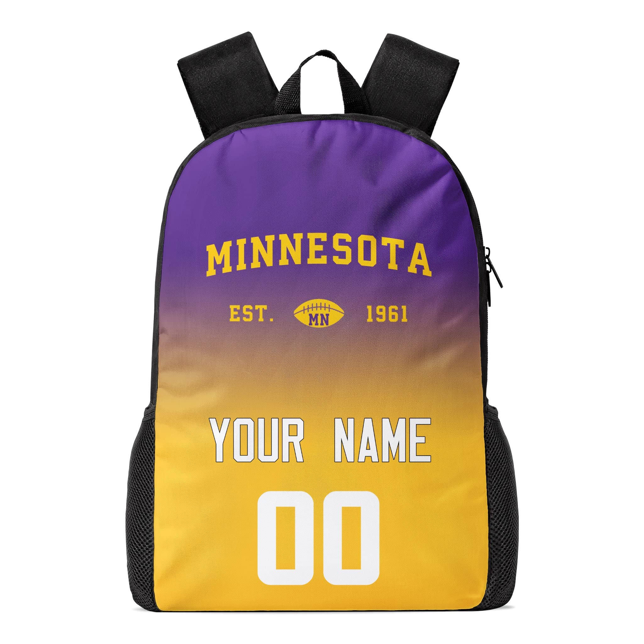 Minnesota Custom Backpack High Capacity,Laptop Bag Travel Bag,Add Personalized Name And Number£¬Gifts For Football Fans