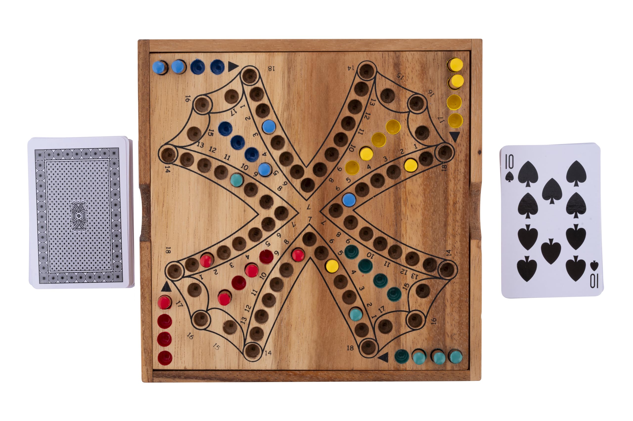 Engelhart - 350262 - Eco-Friendly Wooden Tock Game in Portable Case  4 Players  Card-Based Gameplay  Ages 6+  Fun Strategic Board Game