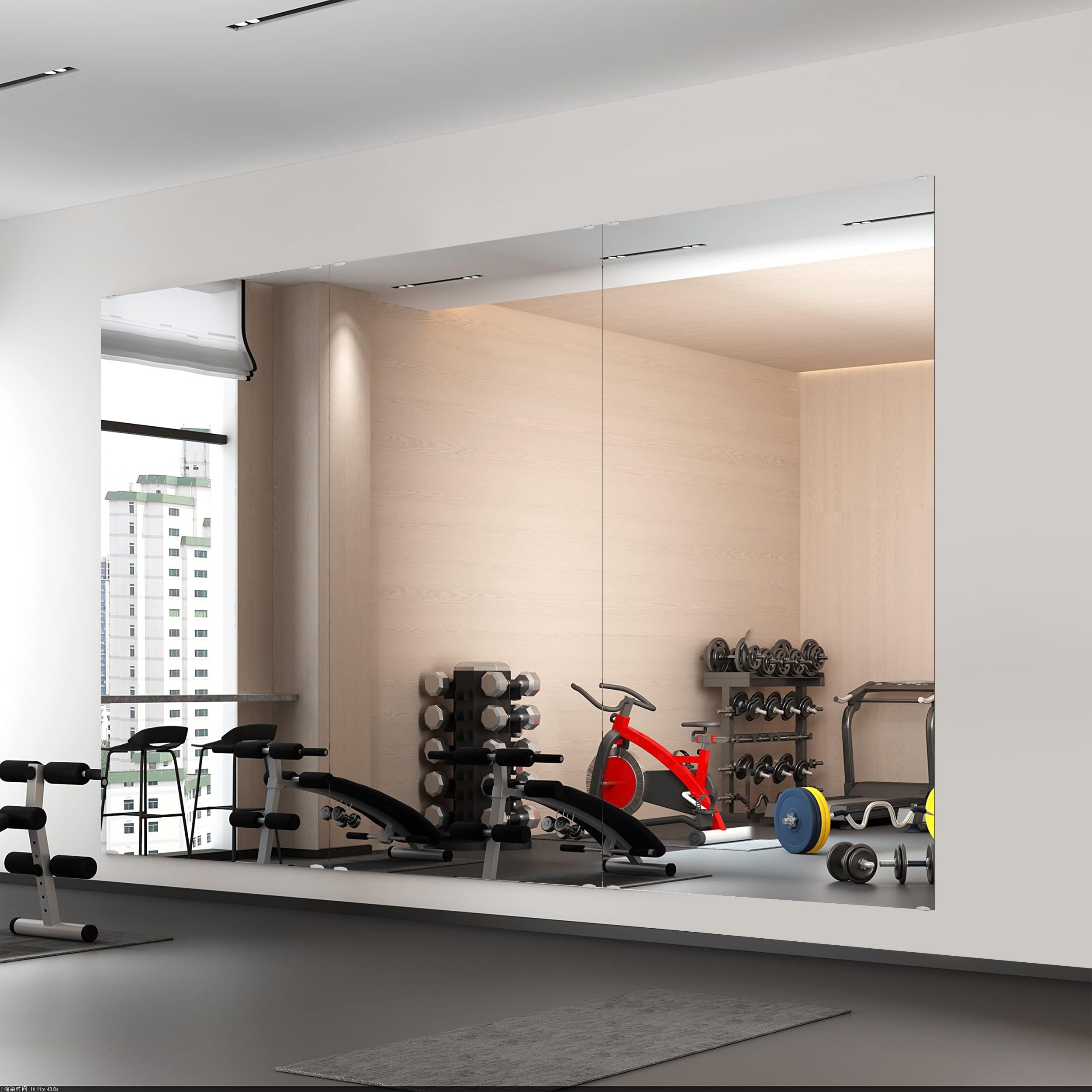 Murrey Home Espejo de gimnasio de 2 piezas x 48 x 24 pulgadas, fácil de instalar, espejo grande sin marco, espejo de entrenamiento para gimnasio en casa, gimnasio, yoga, baile, garaje, espejo de