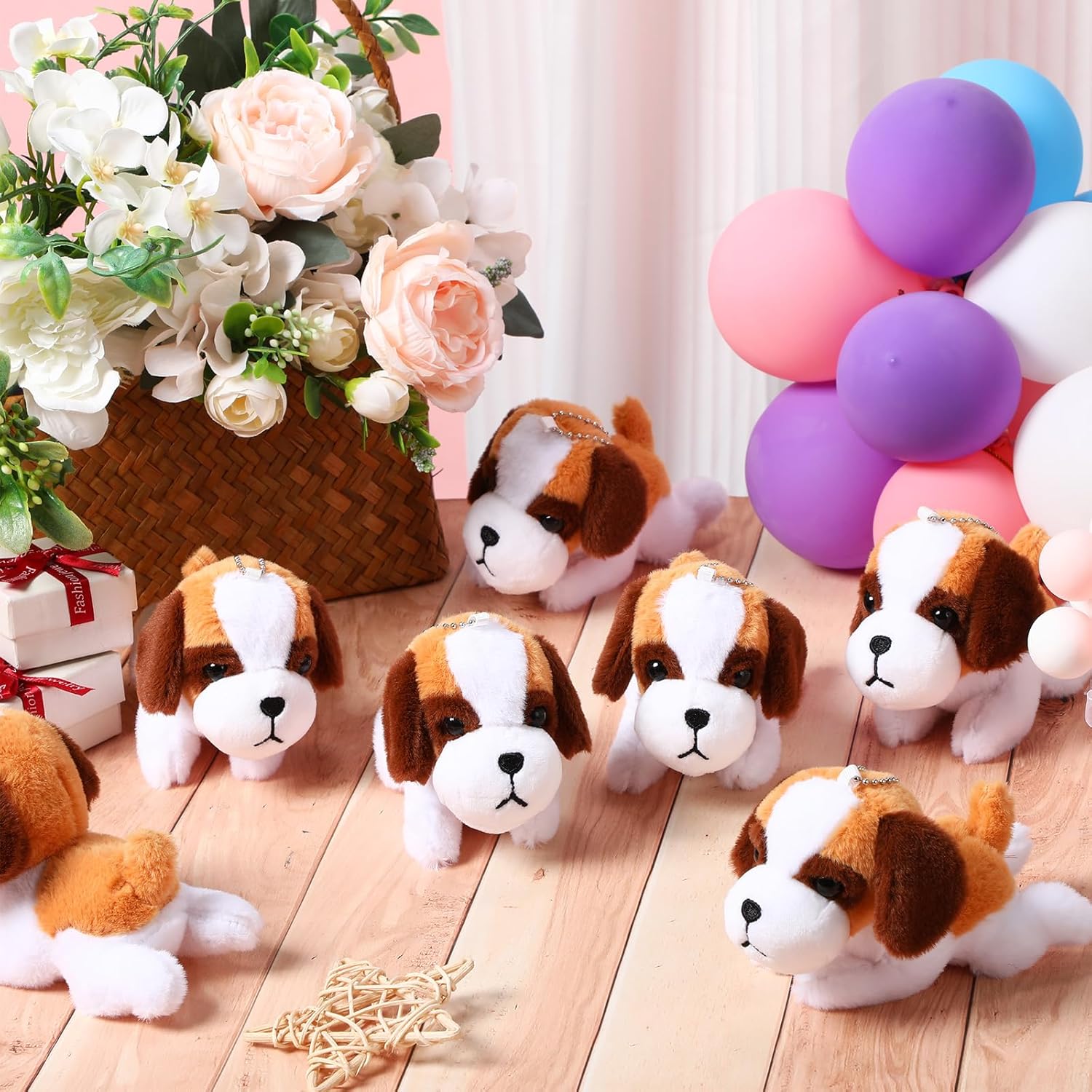 Sumind 9 Pcs 4" 5" Mini Plush Stuffed Dog Party Favor Small Puppy Stuffed Animal Bulk Soft Toy Doll Cute for Kids Graduation School Gift Baby Shower Birthday Adopt Party(Beagle Dog)
