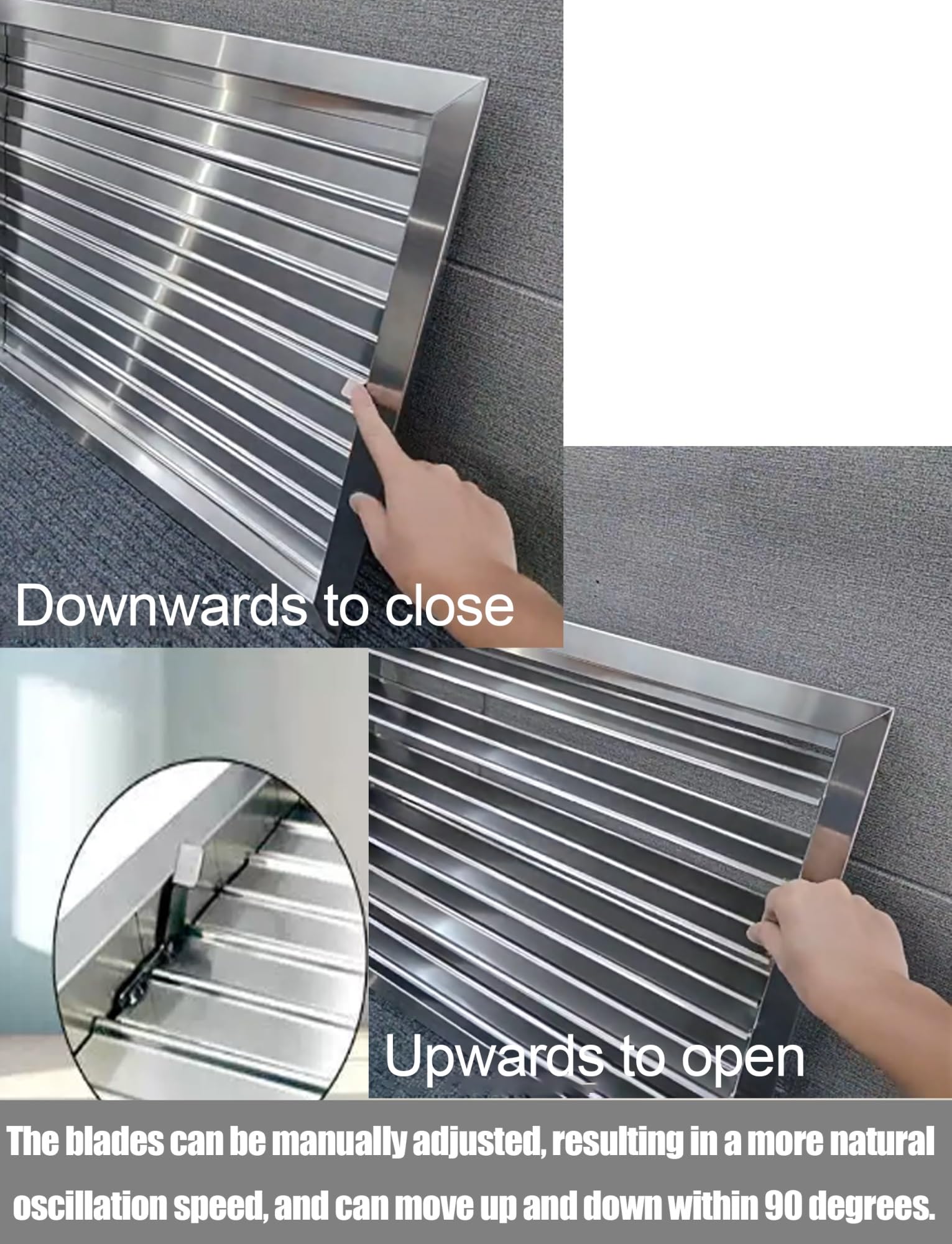 Rejilla de ventilación manual con cuchillas ajustables para ventilación montada en la pared