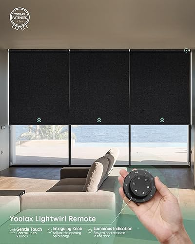 Miniatura 24 de Yoolax Persianas motorizadas con control remoto, persianas inteligentes opacas de tela motorizada funcionan con Alexa, persianas automáticas