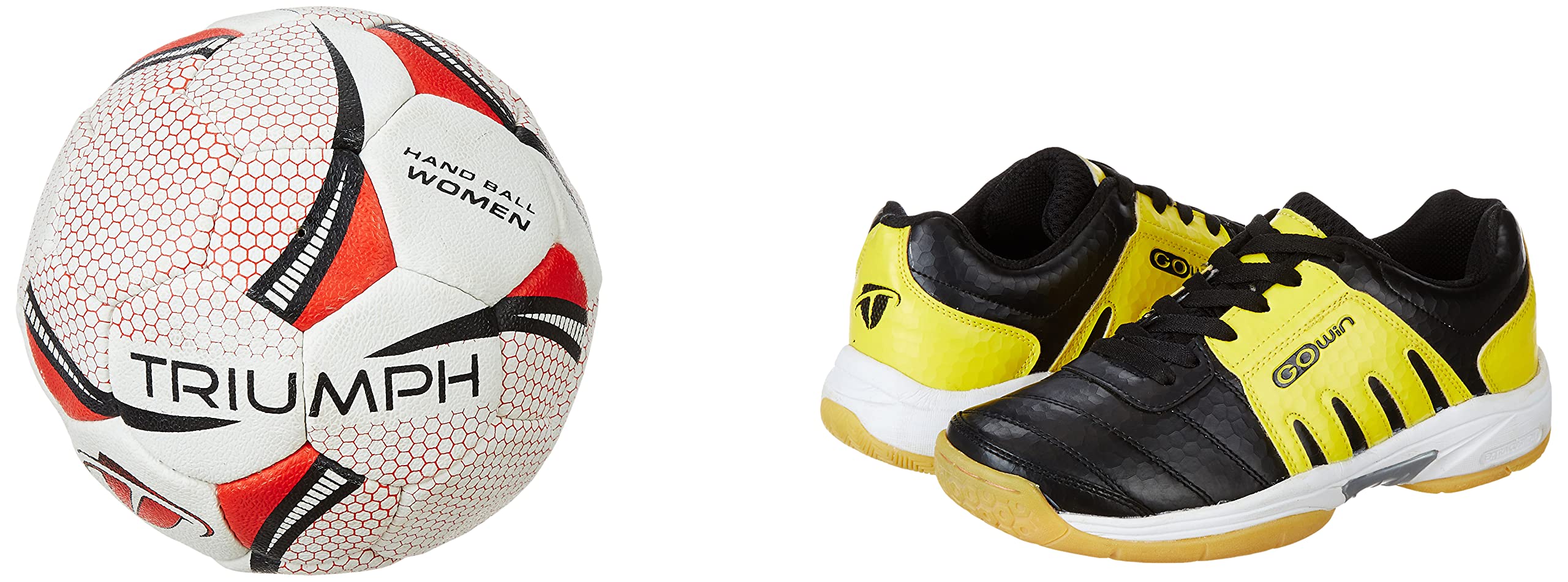 Gowin Court Shoe Power Yellow Size 5 with Triumph Handball Rubberised Junior-image-1