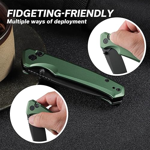 Miniatura 3 de CIVIVI Cuchillo plegable de bolsillo con bloqueo de botón y abridor de pulgar, mango de aluminio de hoja Nitro-V de 2.97 pulgadas, cuchillo pequeño