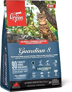 Orijen Guardian 8 | 340 g | Trockenfutter für ausgewachsene Katzen | 90% tierische Zutaten | Mit frischem oder rohem Geflügel- und Fischzutaten product image